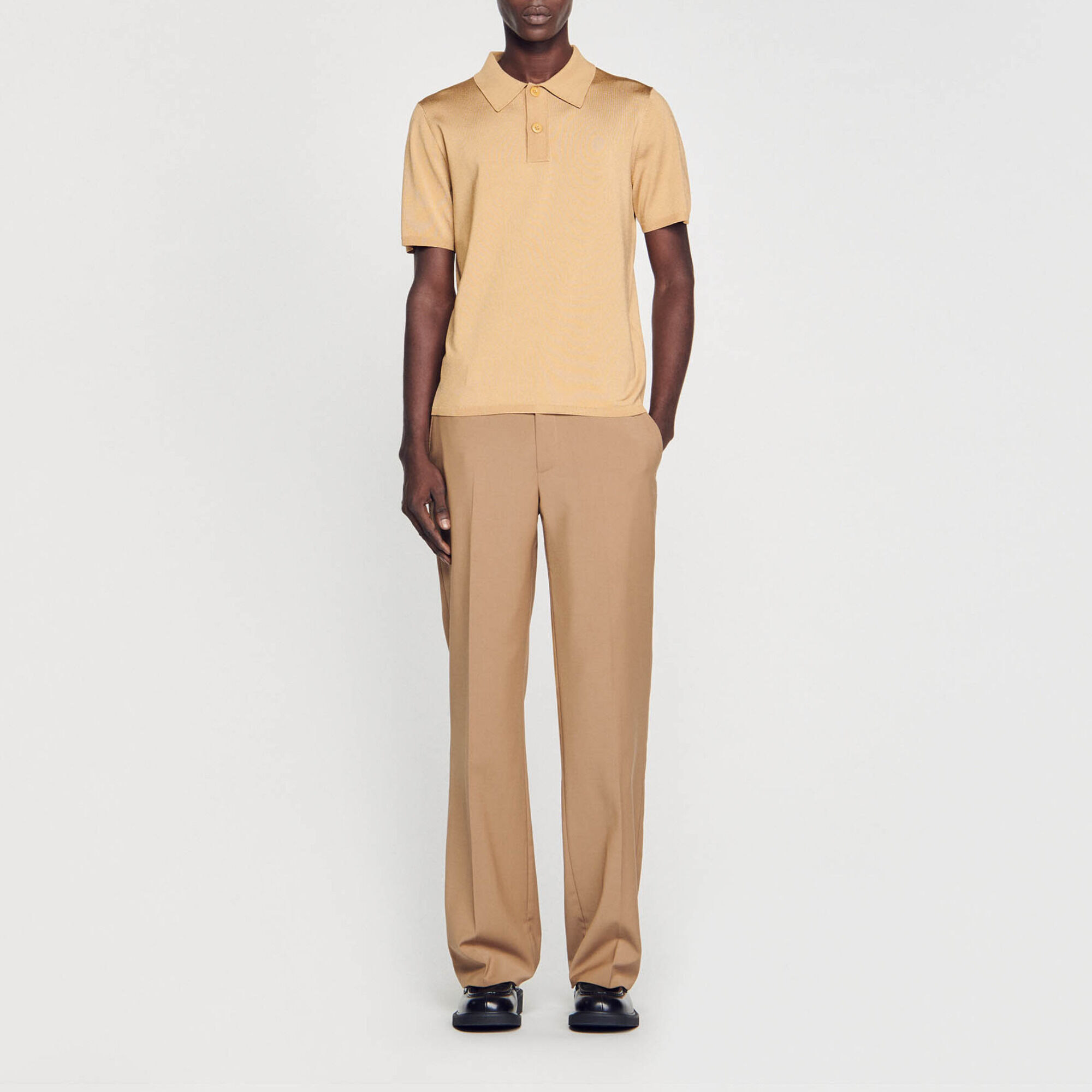 Short-sleeve knitted polo shirt