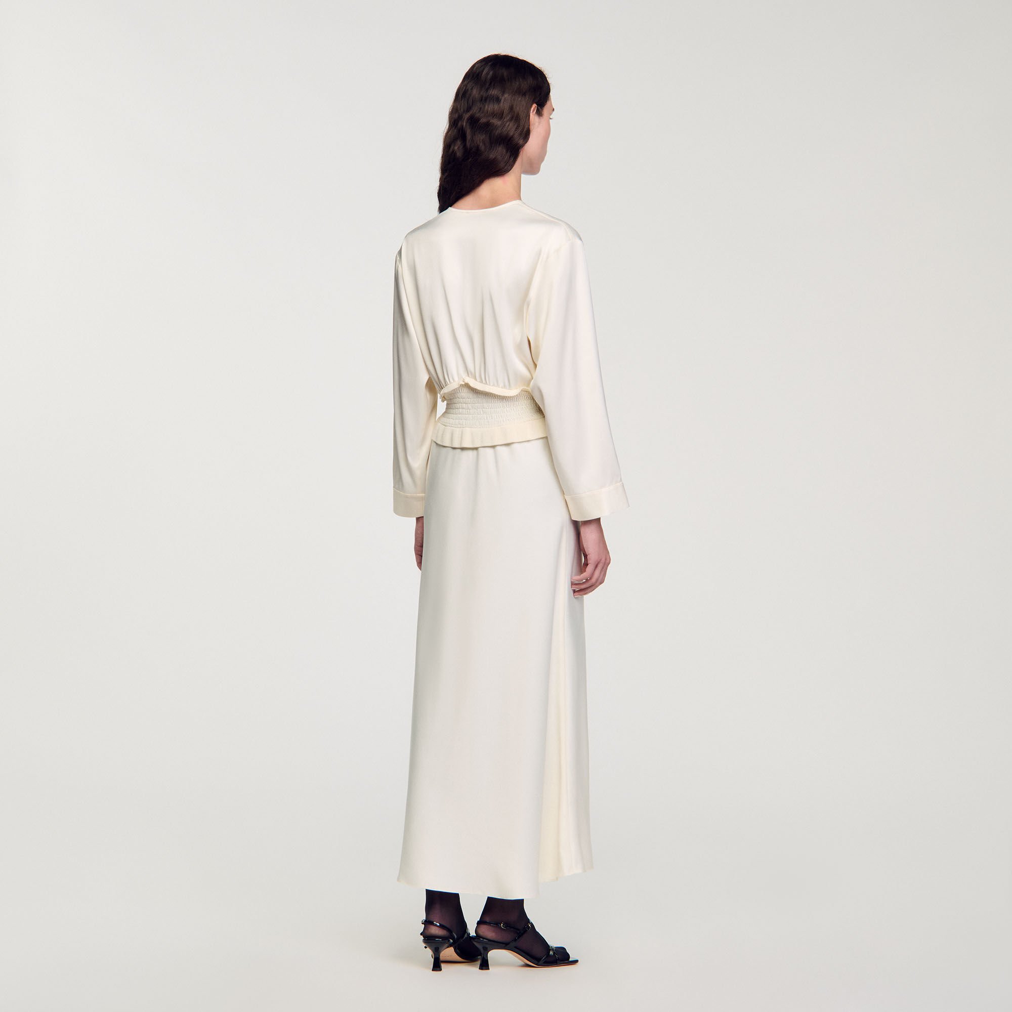 Long satin-effect dress