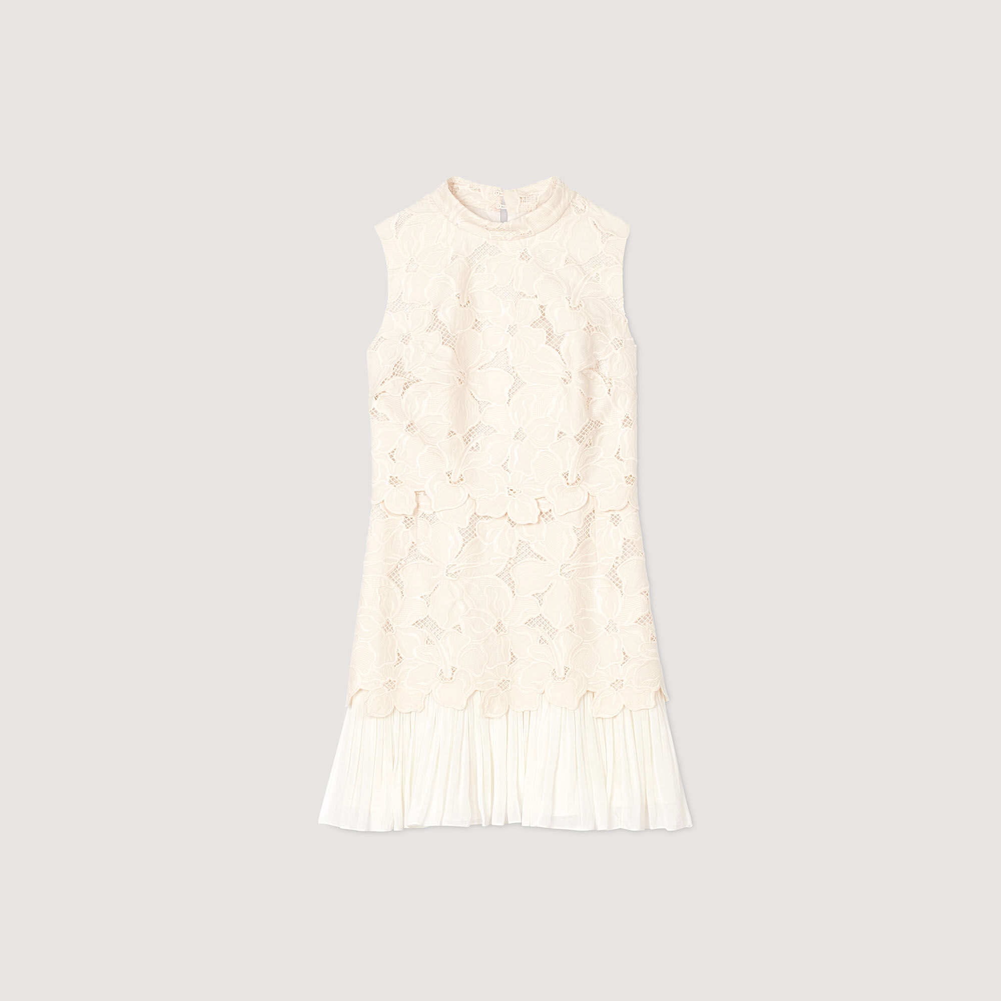 Mini guipure dress white / beige For Women | Sandro Paris