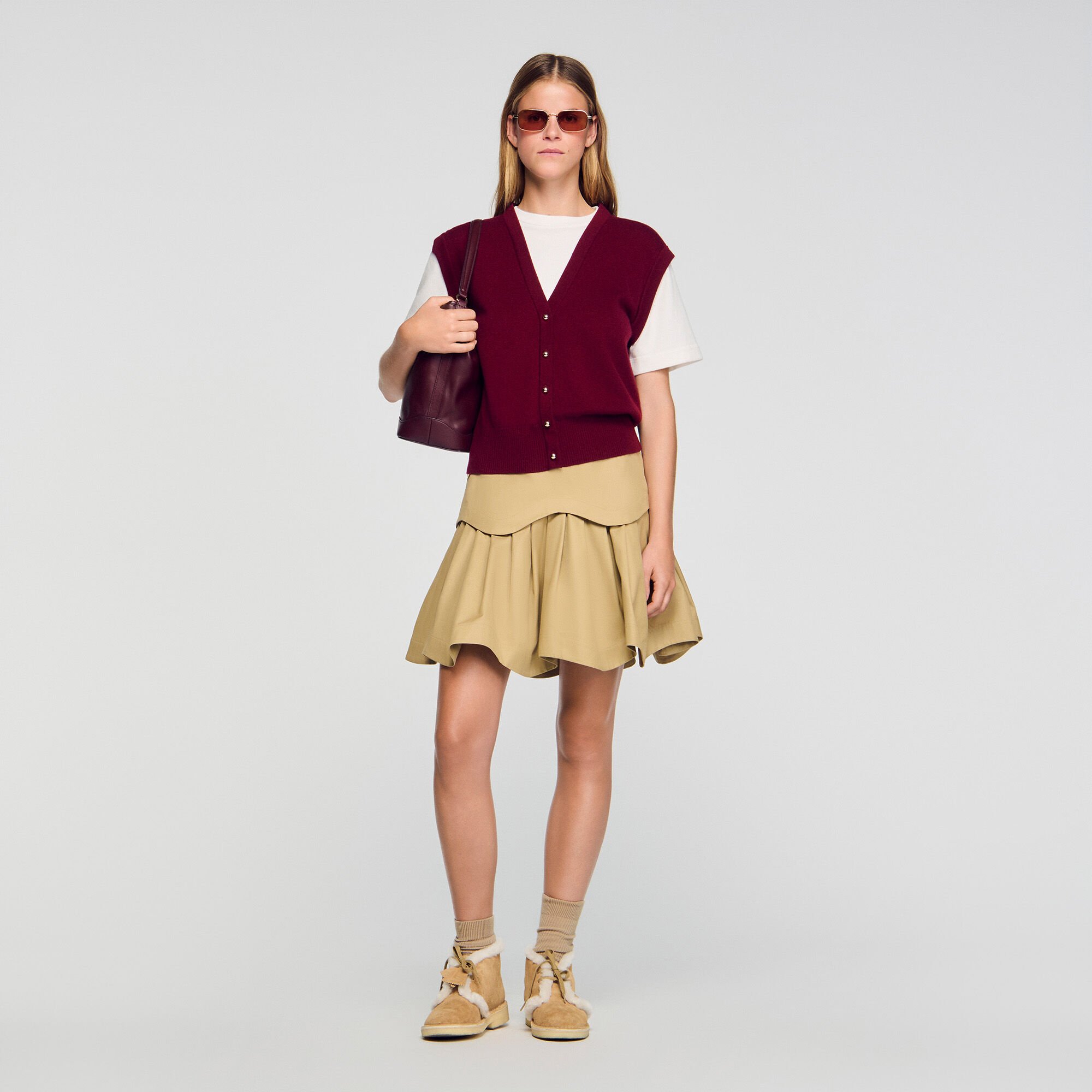 Two-tone wool and cashmere sweater