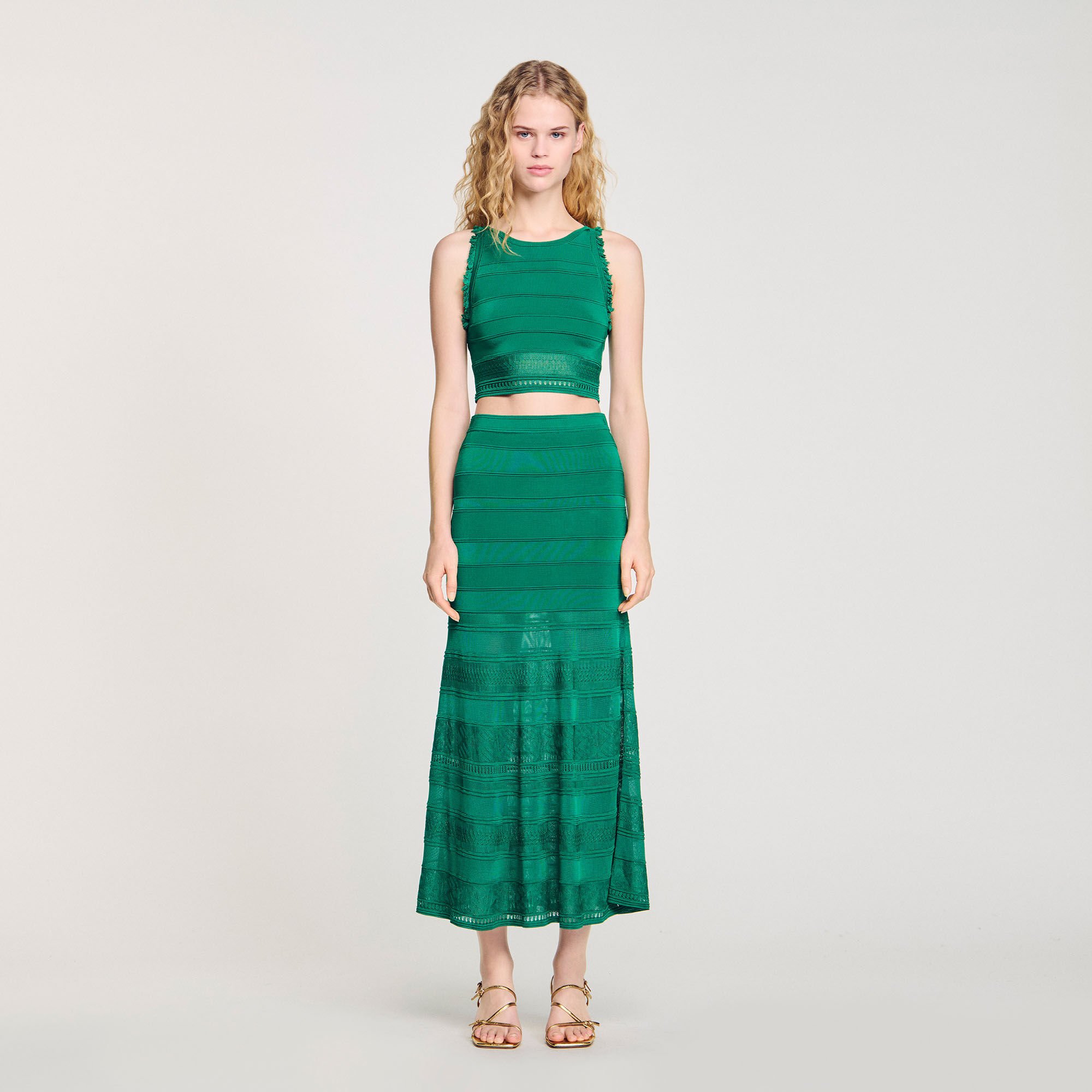 Long decorative knit skirt