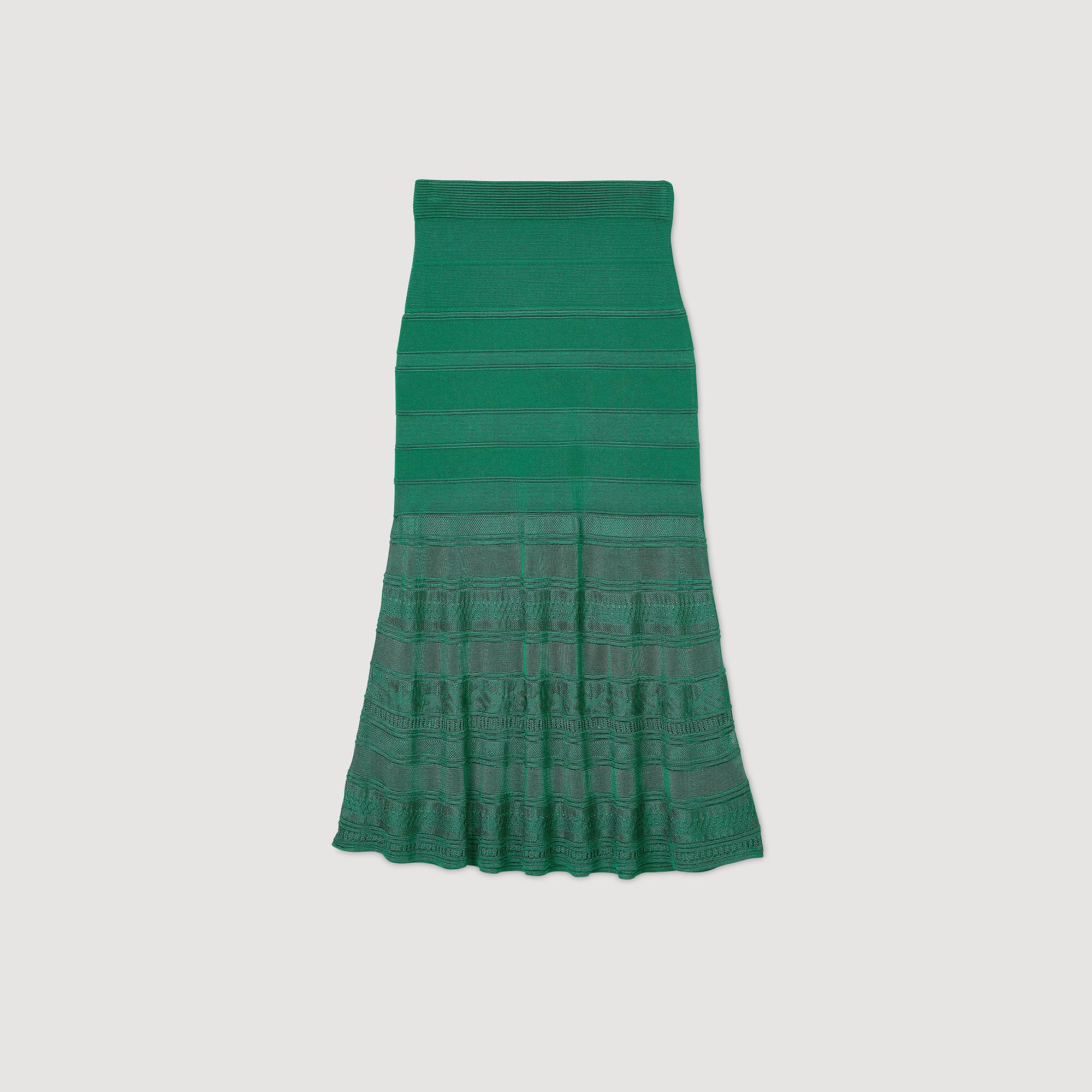 Long decorative knit skirt green For Women | Sandro Paris