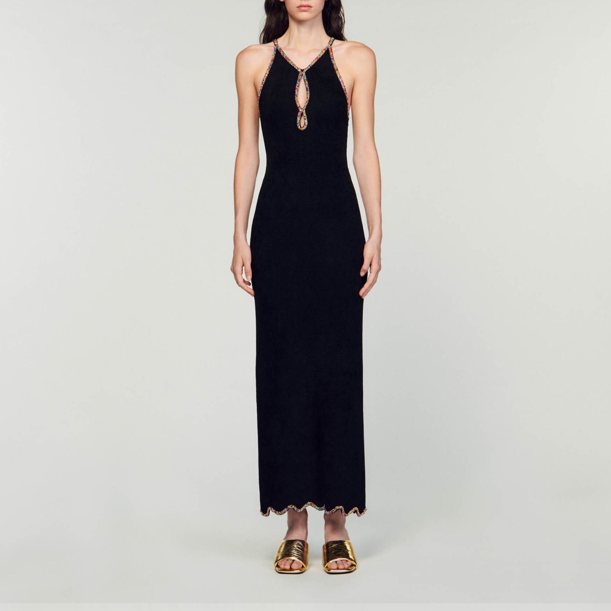 Sleeveless maxi dress black / gray For Women | Sandro Paris