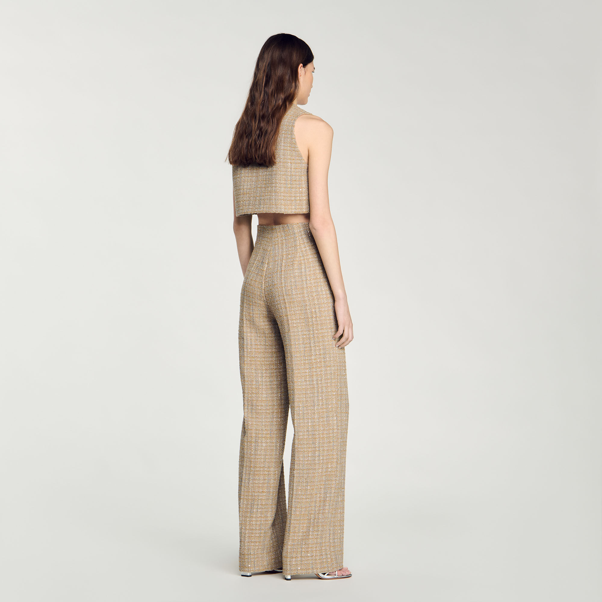 Straight-leg tweed trousers