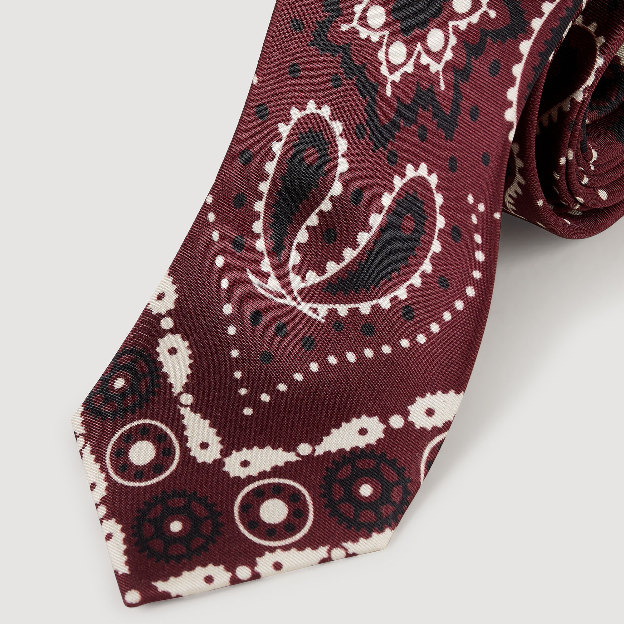 Silk paisley print tie