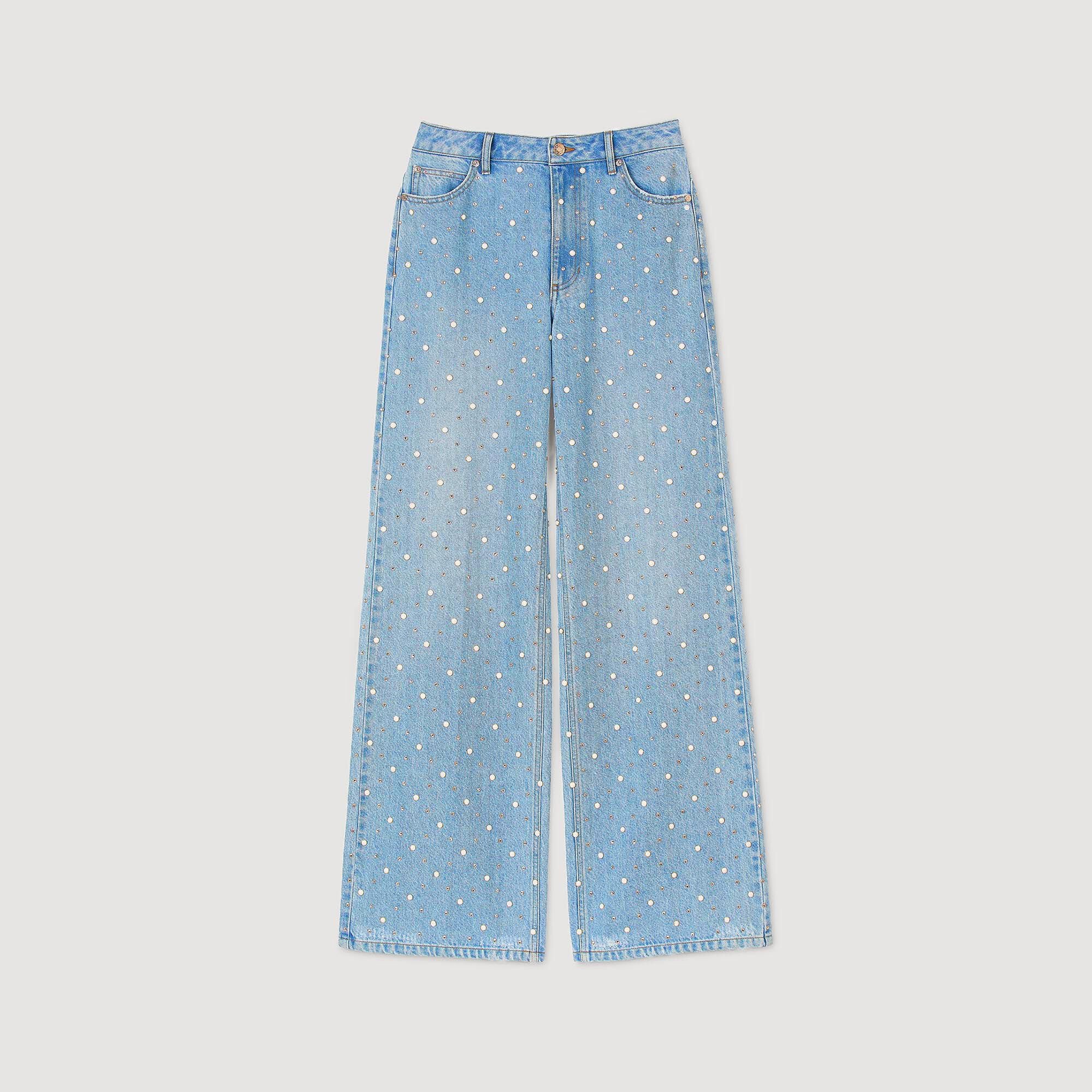 Rhinestone and beaded jeans