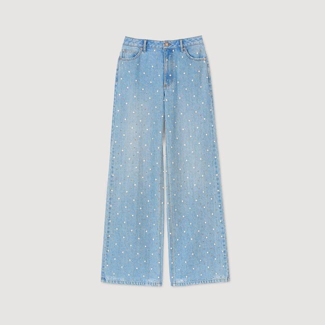 Rhinestone and beaded jeans