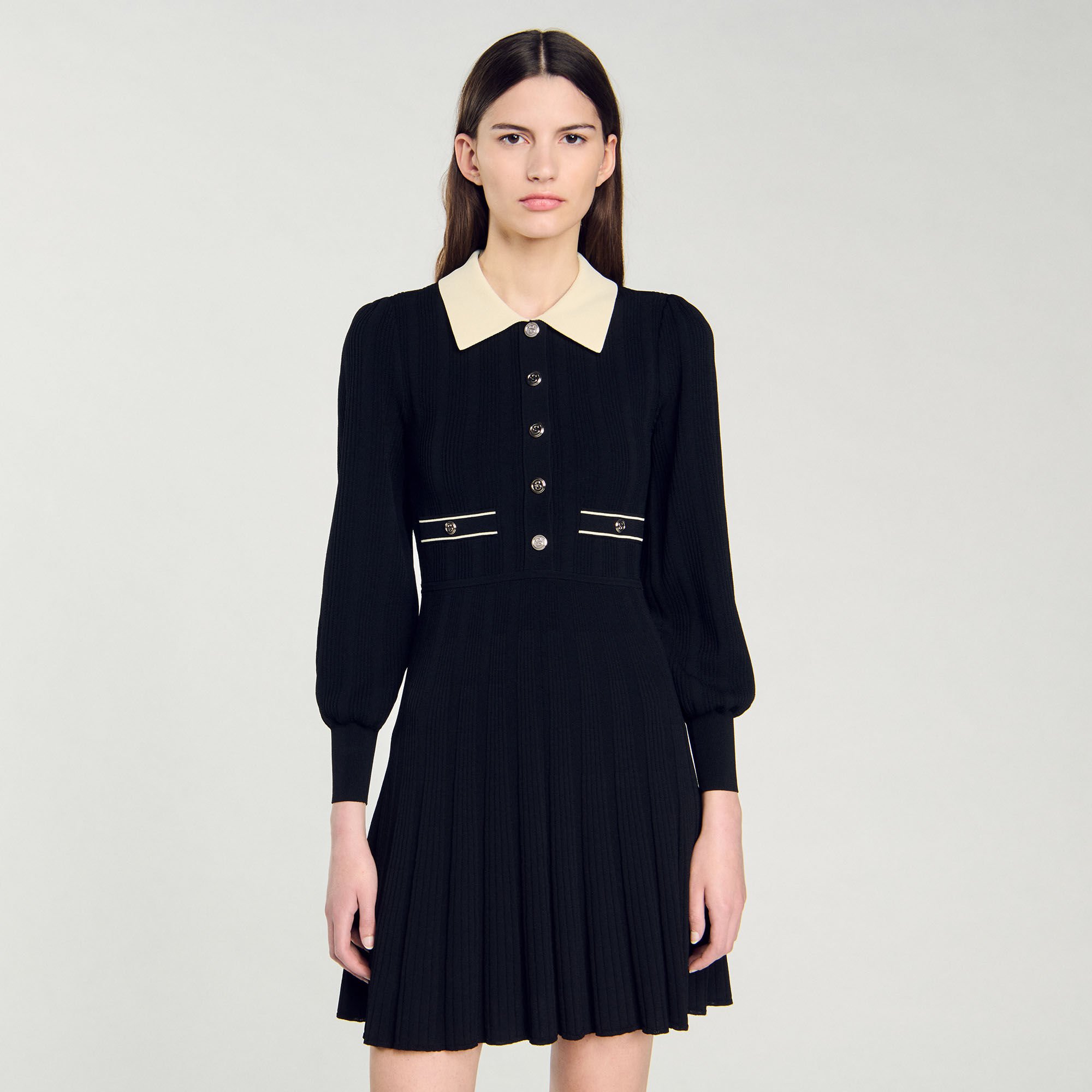 Pleated knit dress