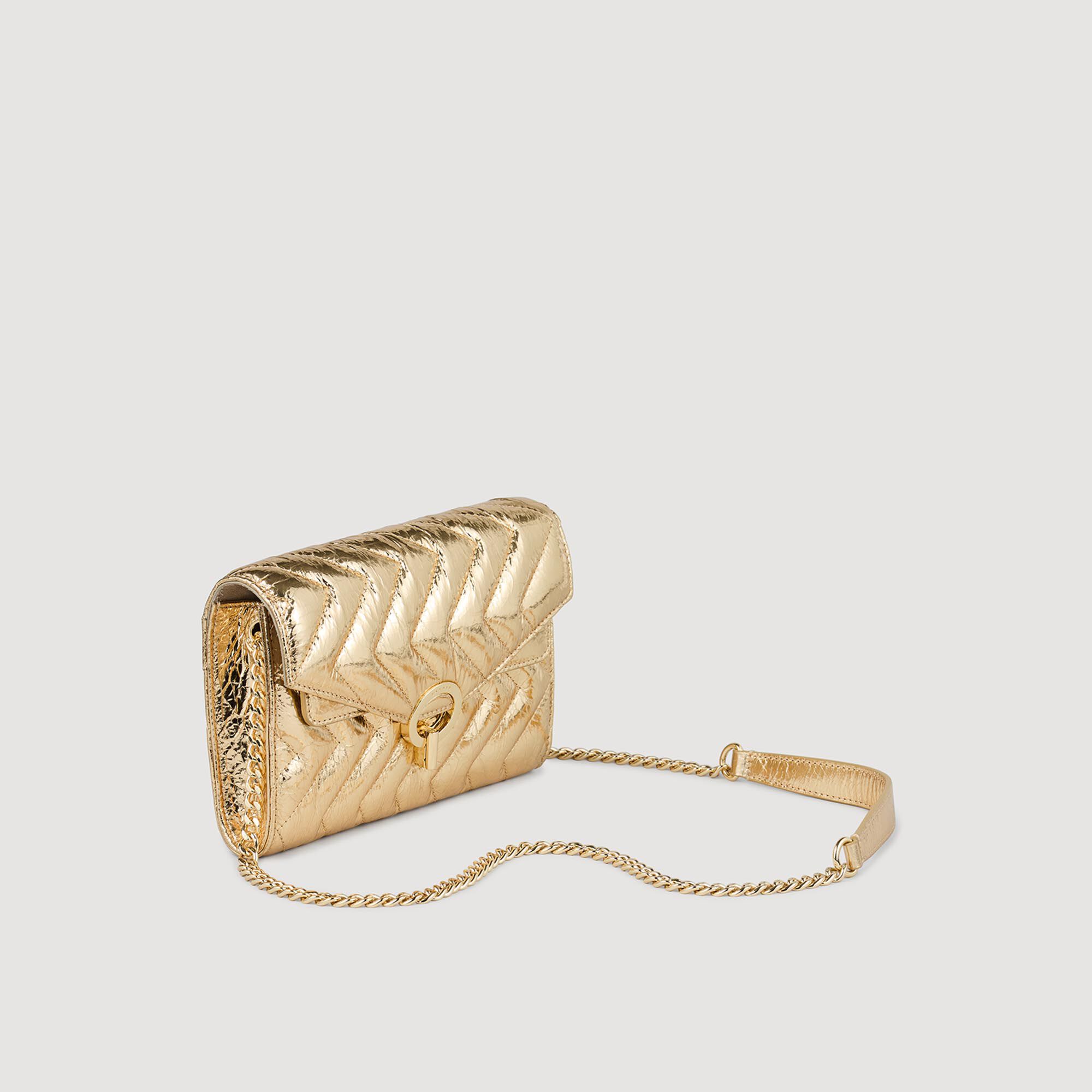 Crackled leather crossbody bag
