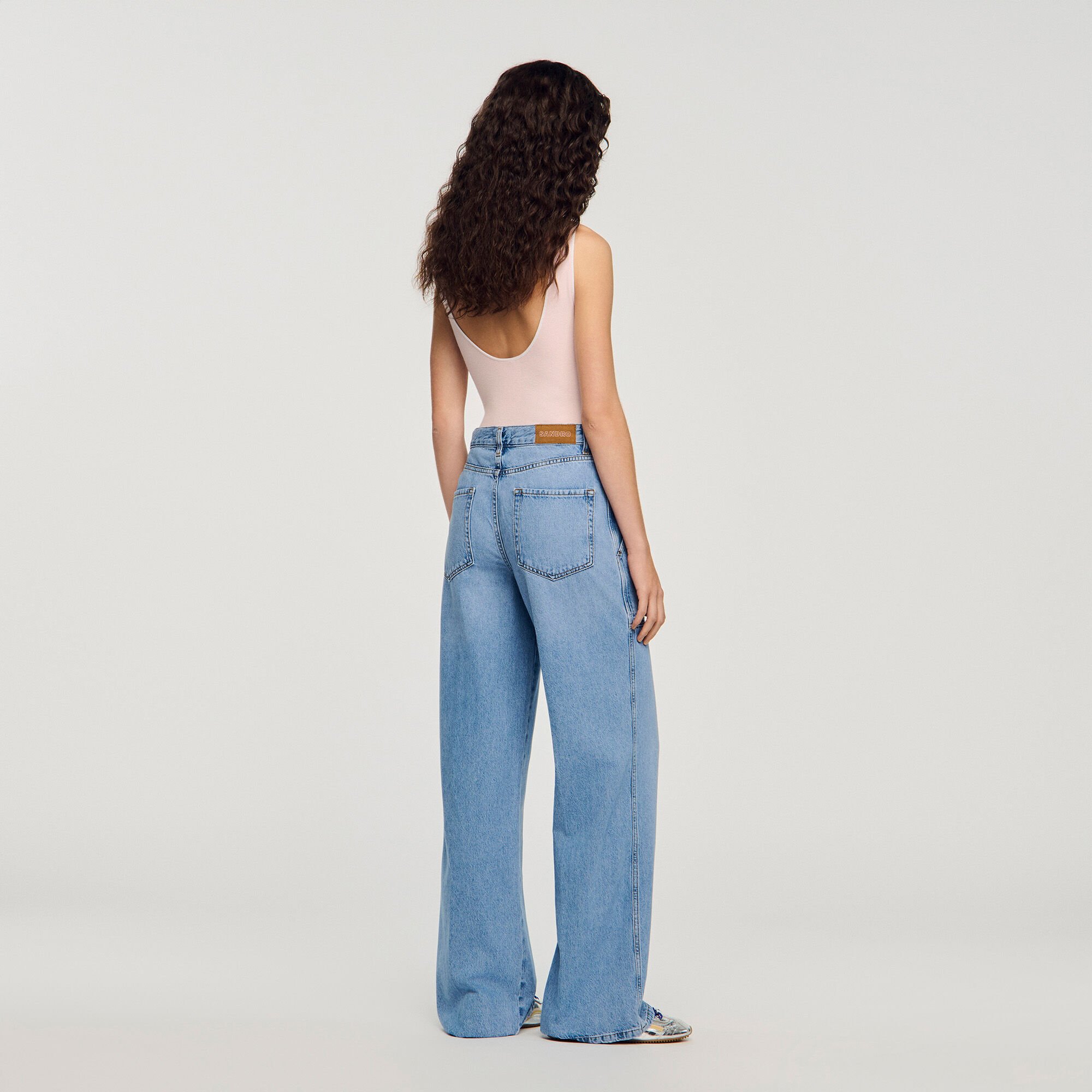Faded wide straight-leg jeans