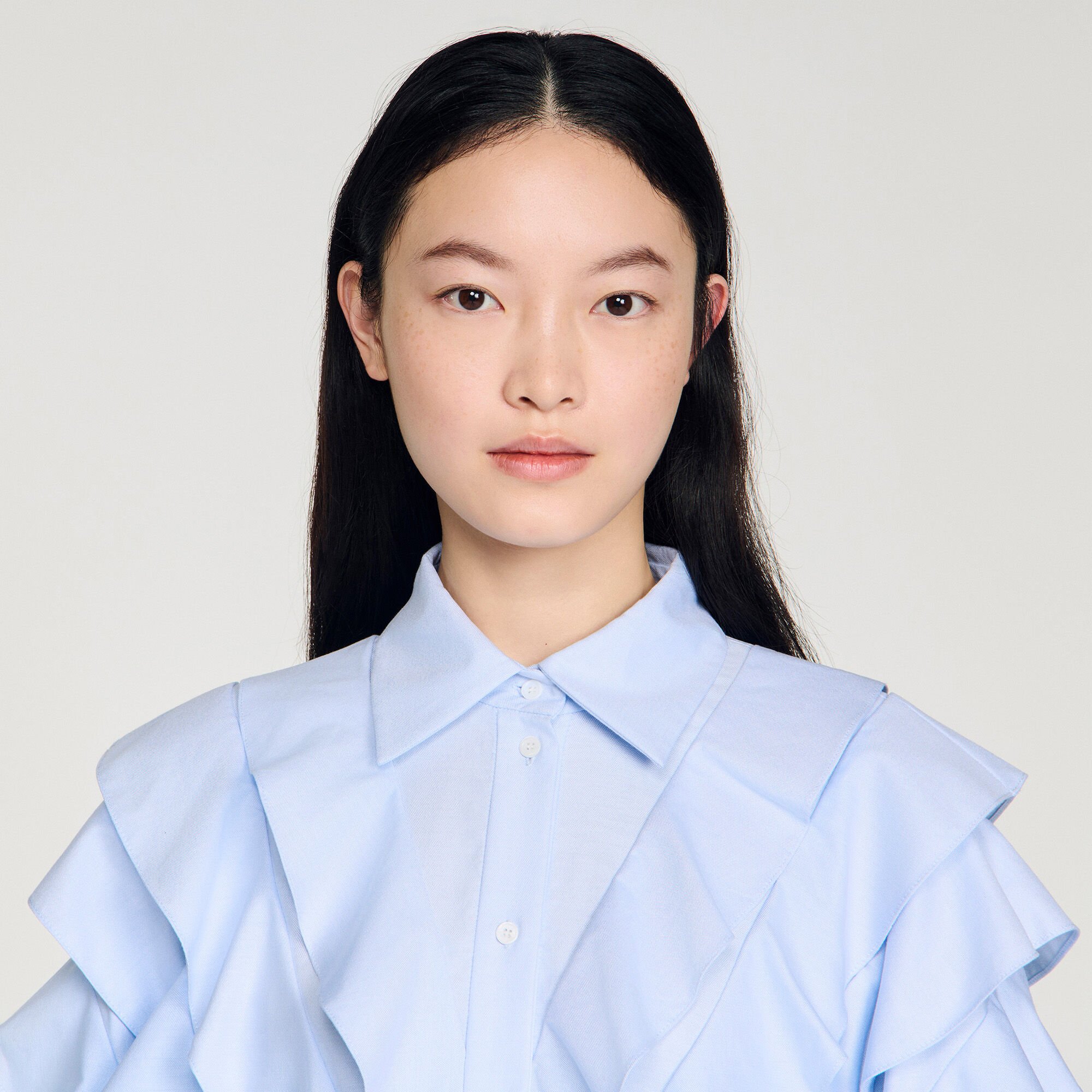 Ruffled cotton shirt