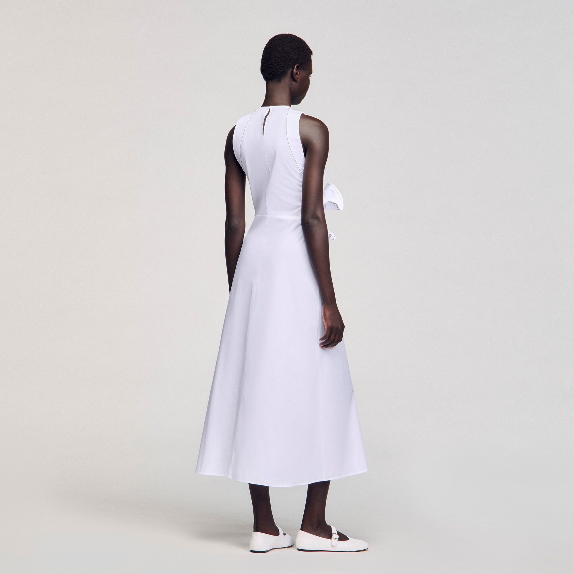 Ruffled sleeveless maxi dress white / beige For Women