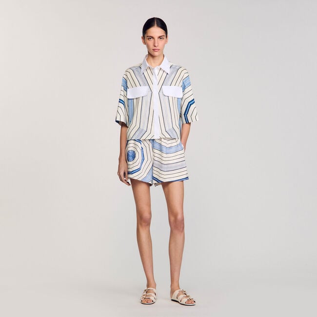 Spiral-motif silk shirt