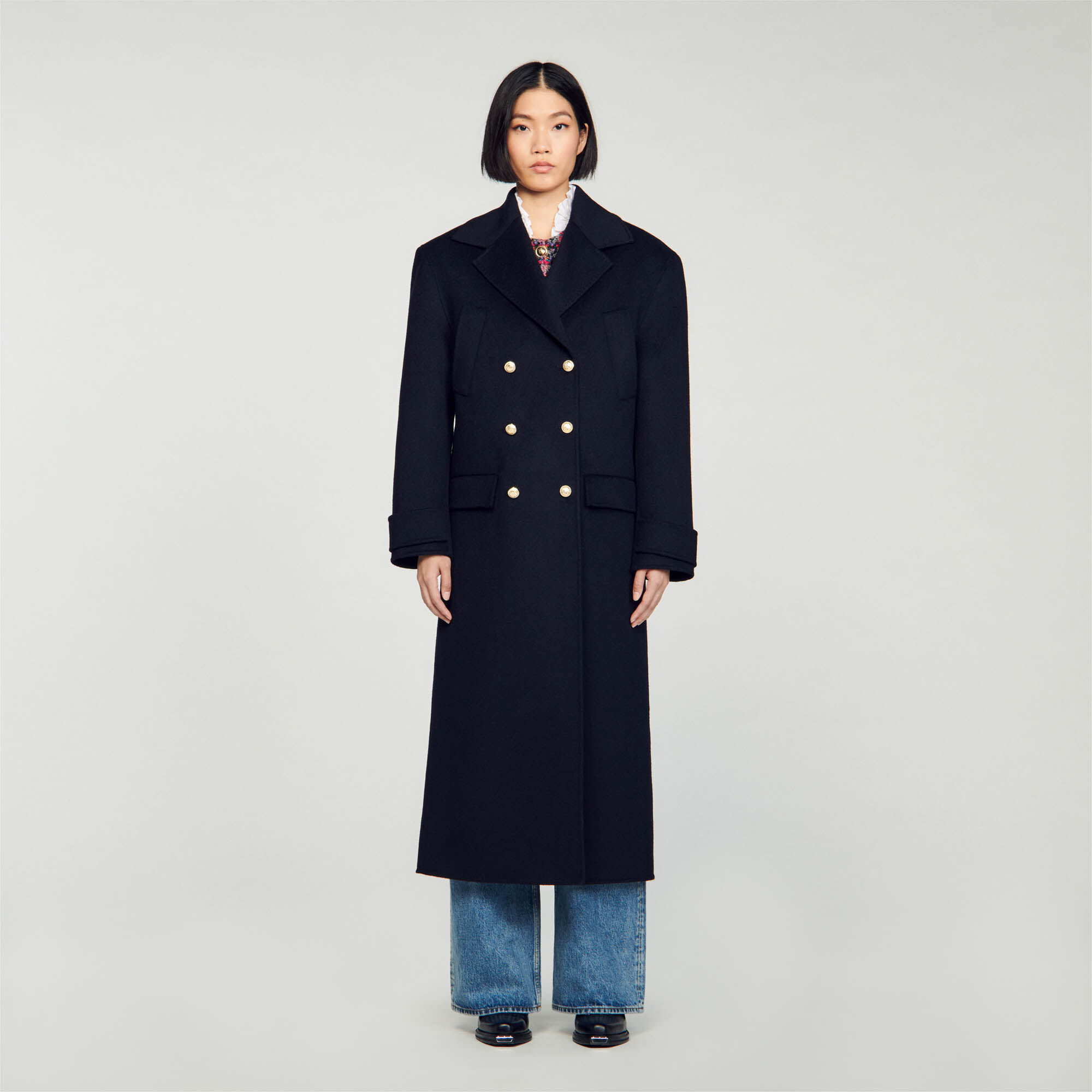 Sandro military wool blend hotsell coat