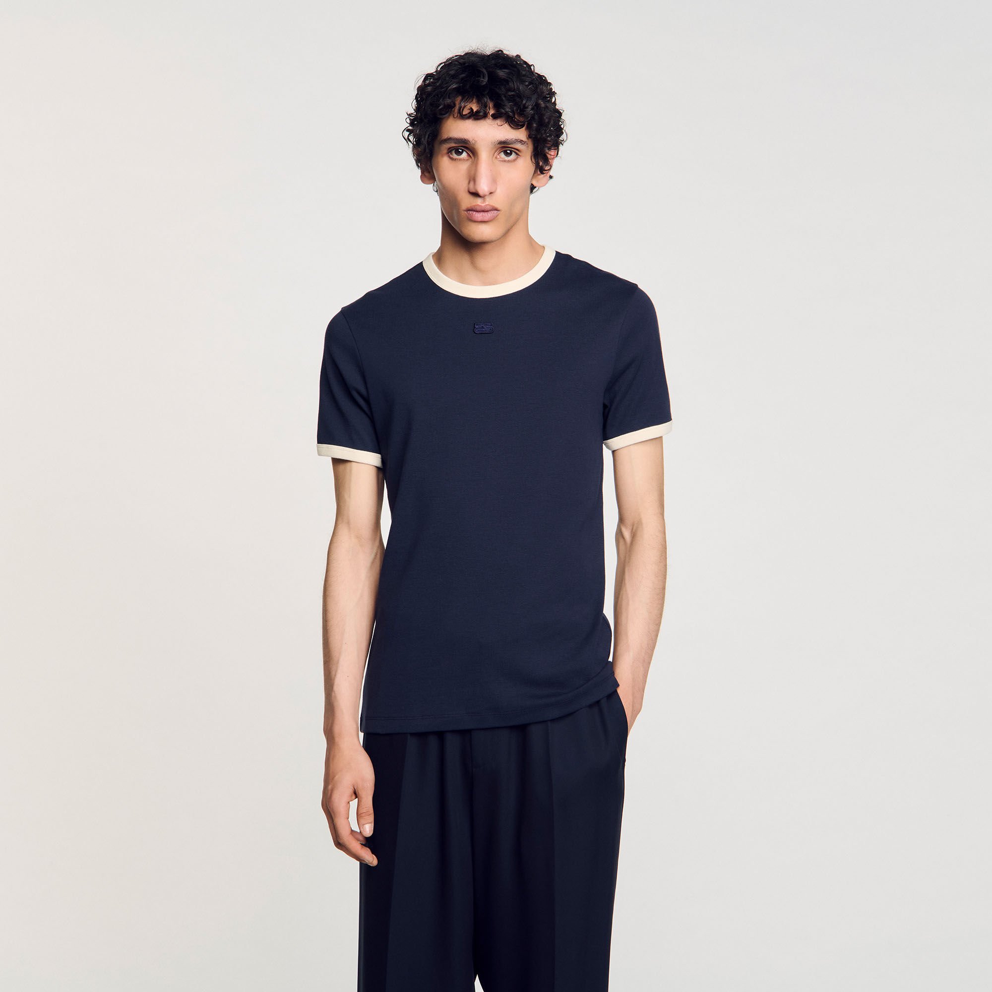 Two-tone patch T-shirt