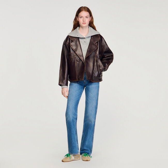 Oversized leather jacket