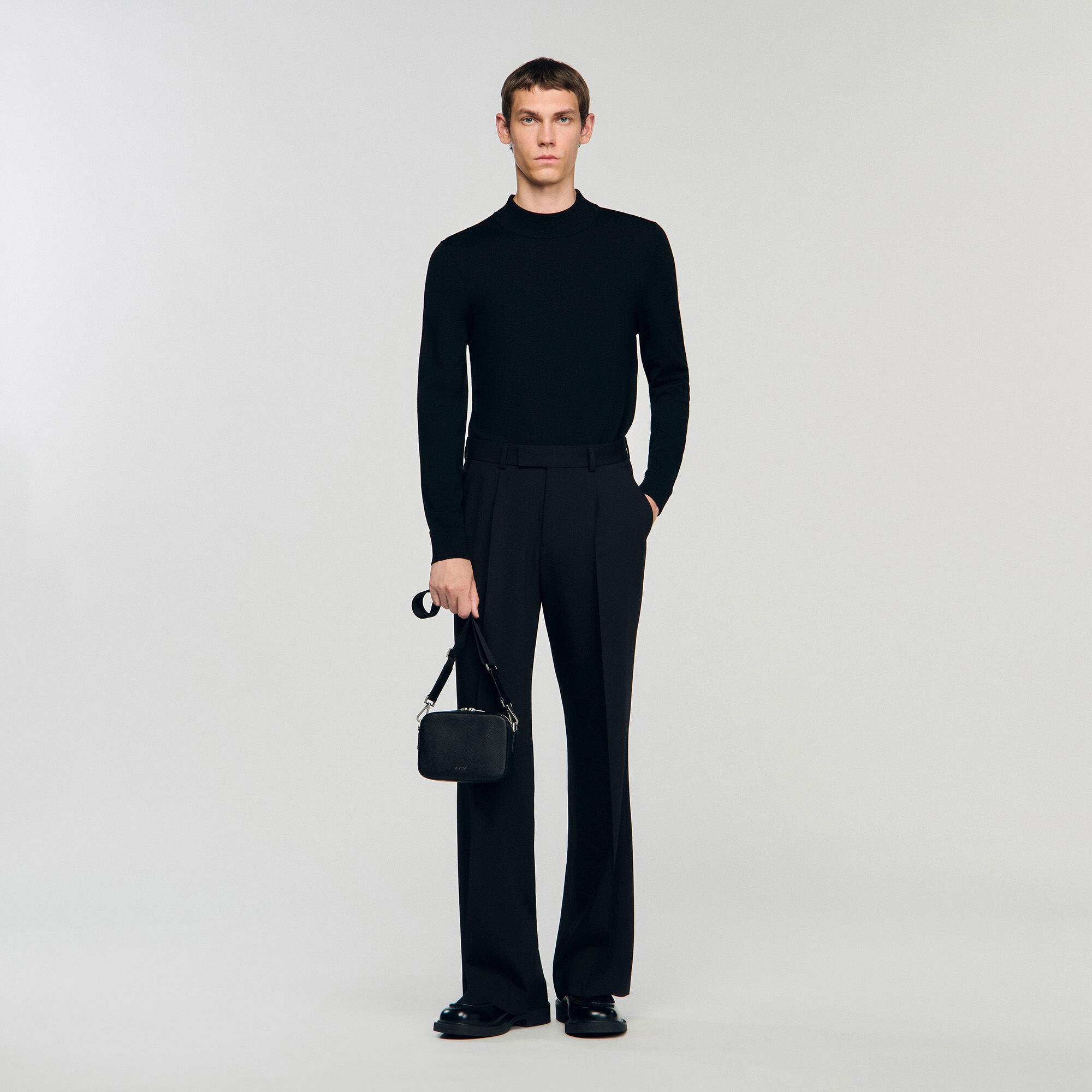 Small reconstituted leather bag black / gray for Men