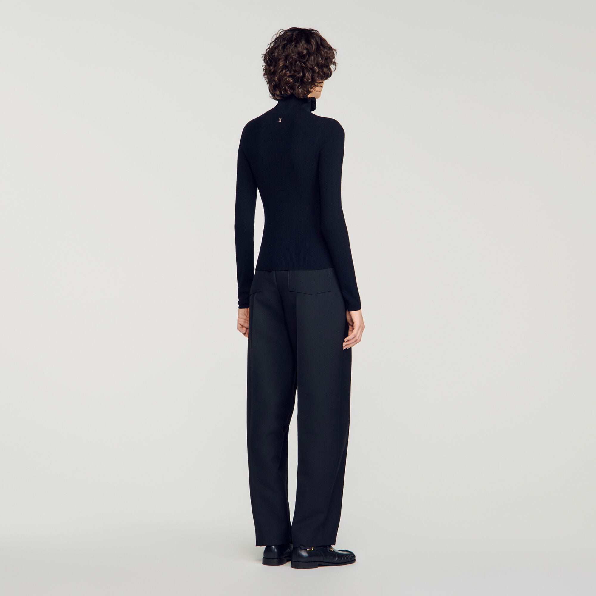Ruffled roll-neck wool jumper