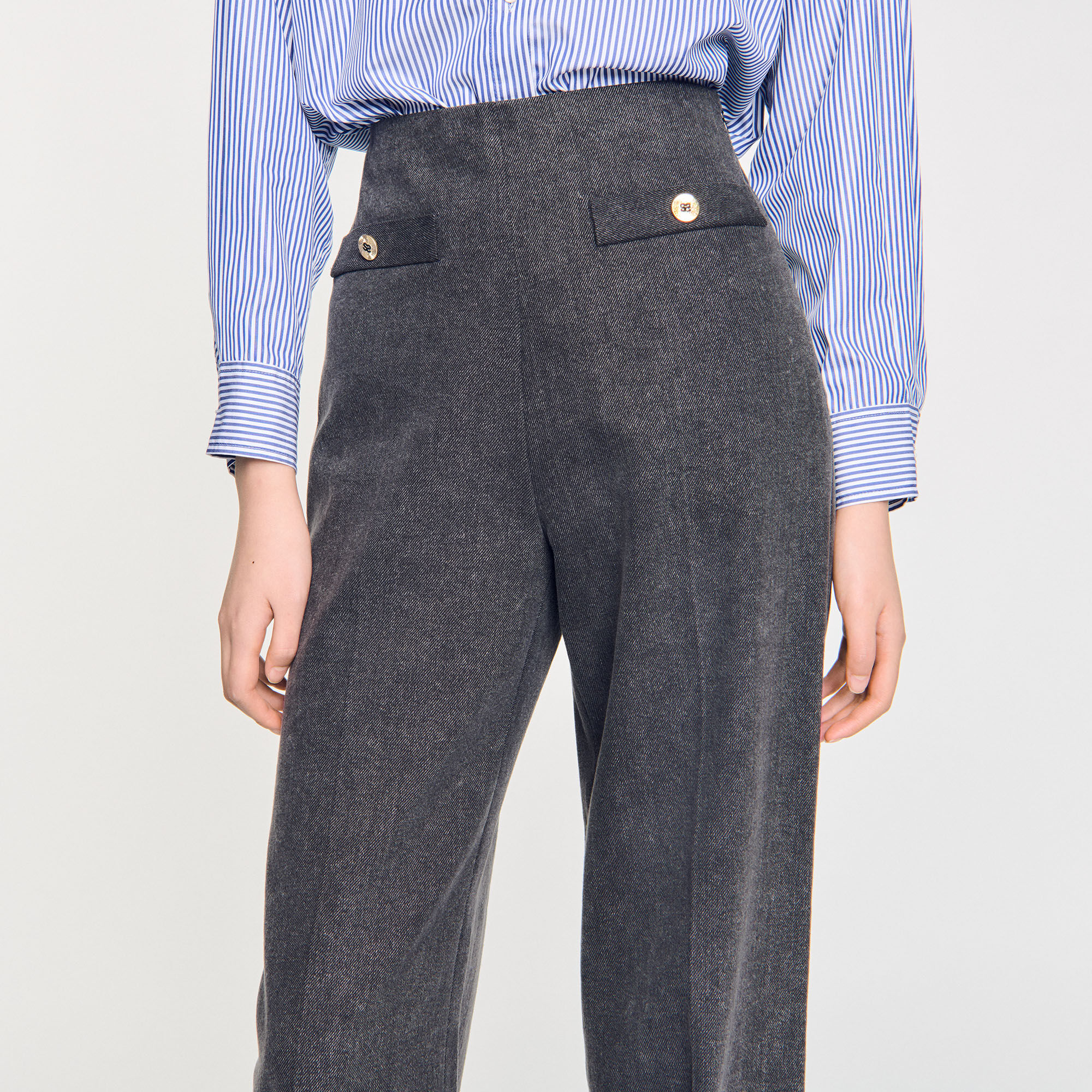 High-rise jeans black / gray For Women | Sandro Paris