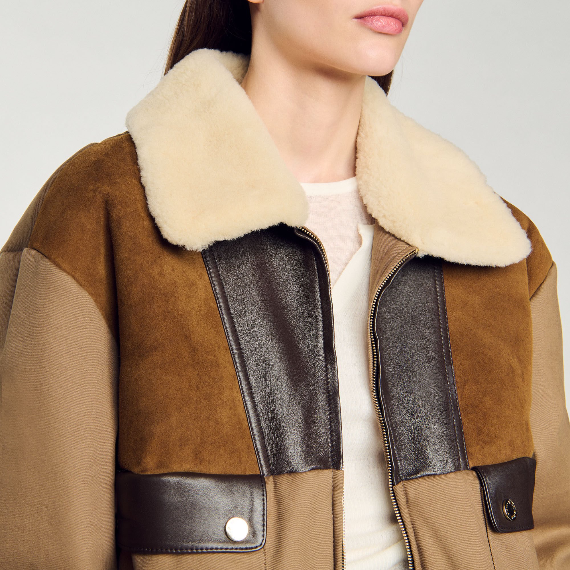 Shearling collar jacket