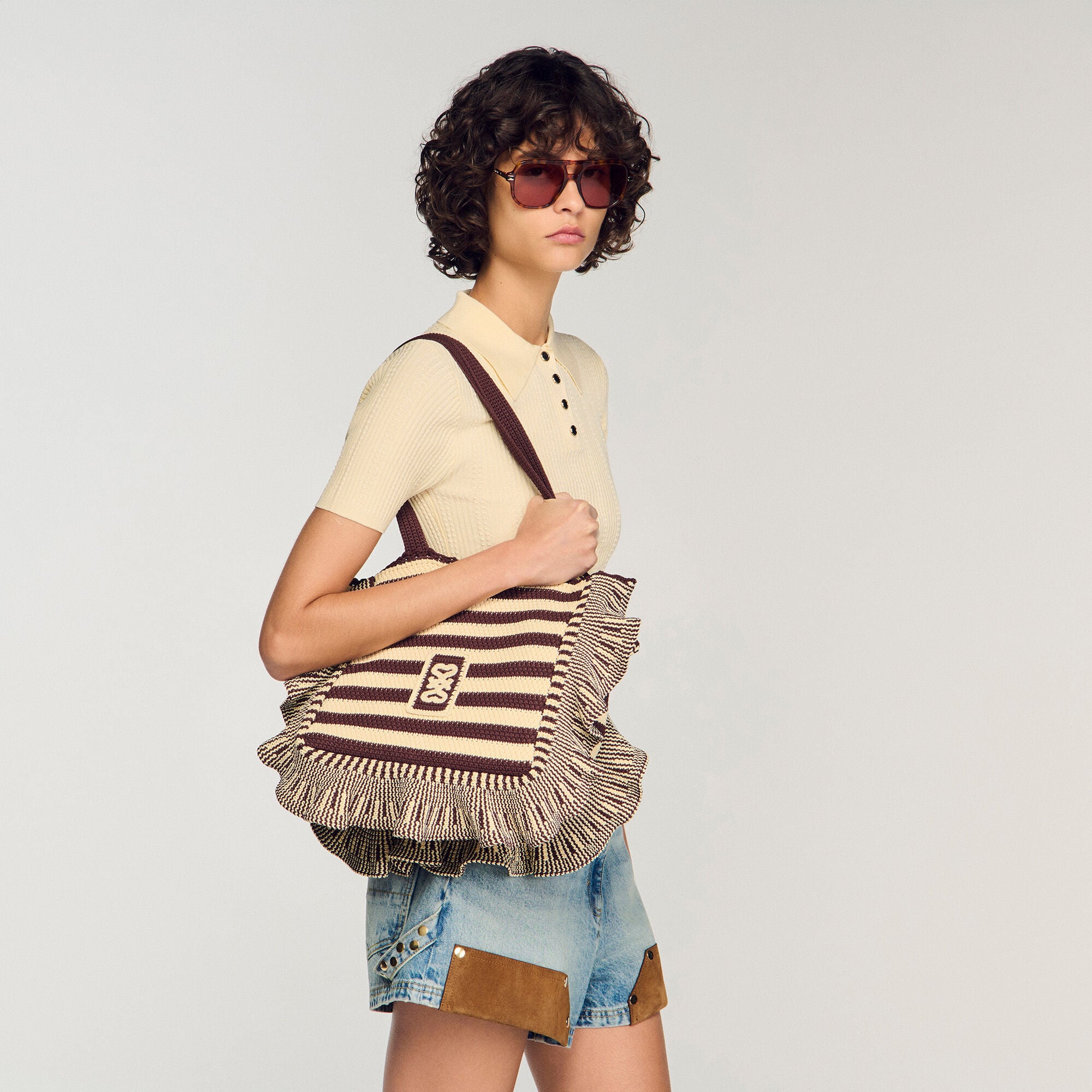 Striped crochet bag