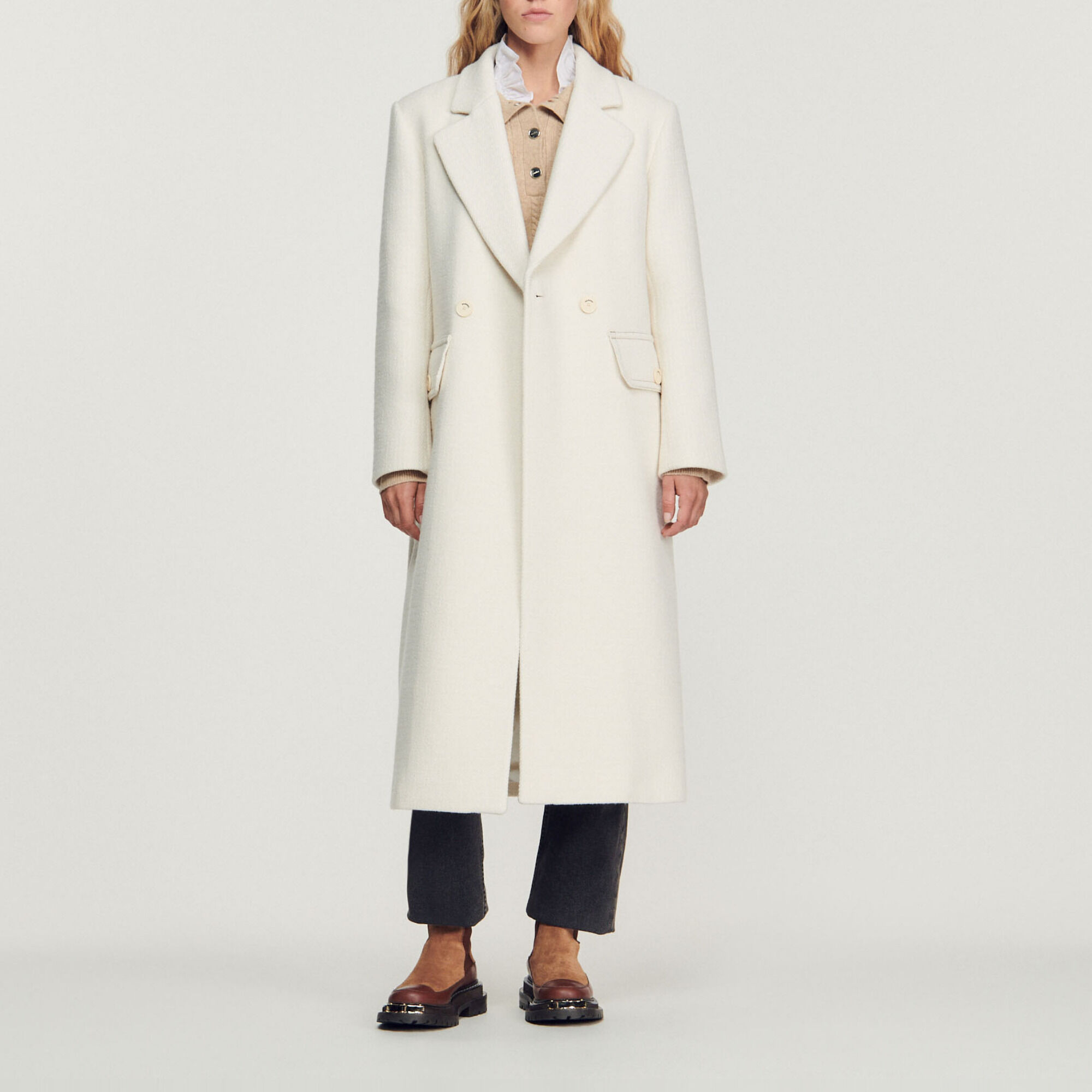 Long coat with wide collar