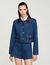 Denim jacket with leather collar