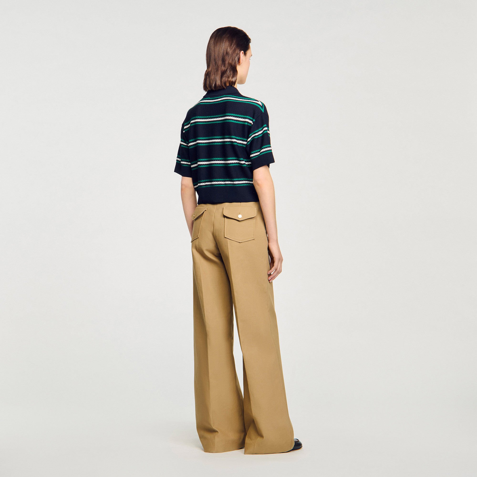Polo-neck striped sweater