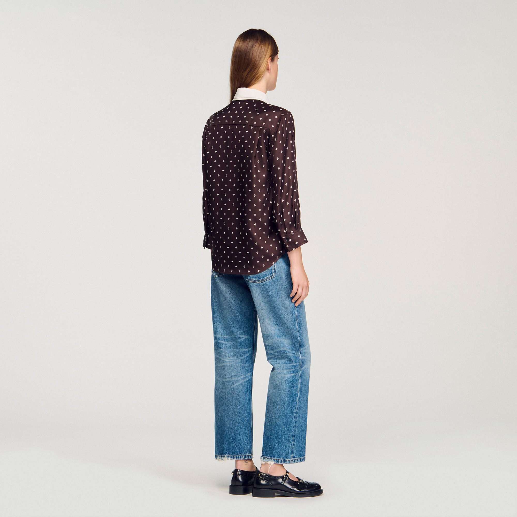 Flowy tie print shirt