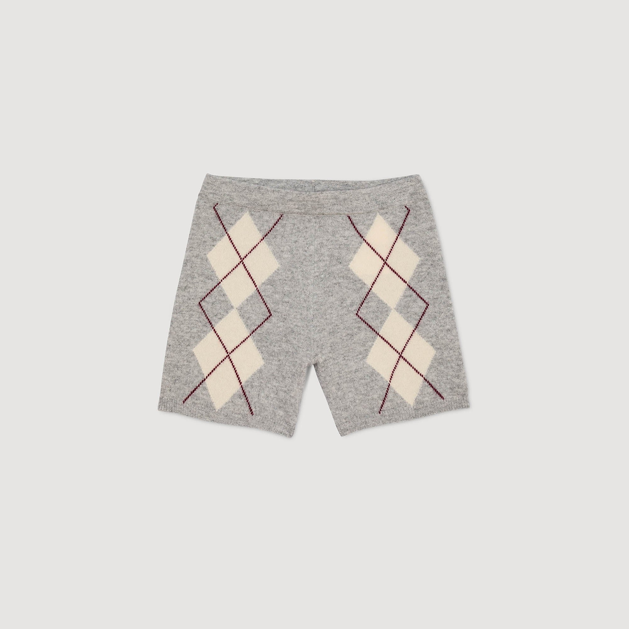 Diamond-pattern knit shorts