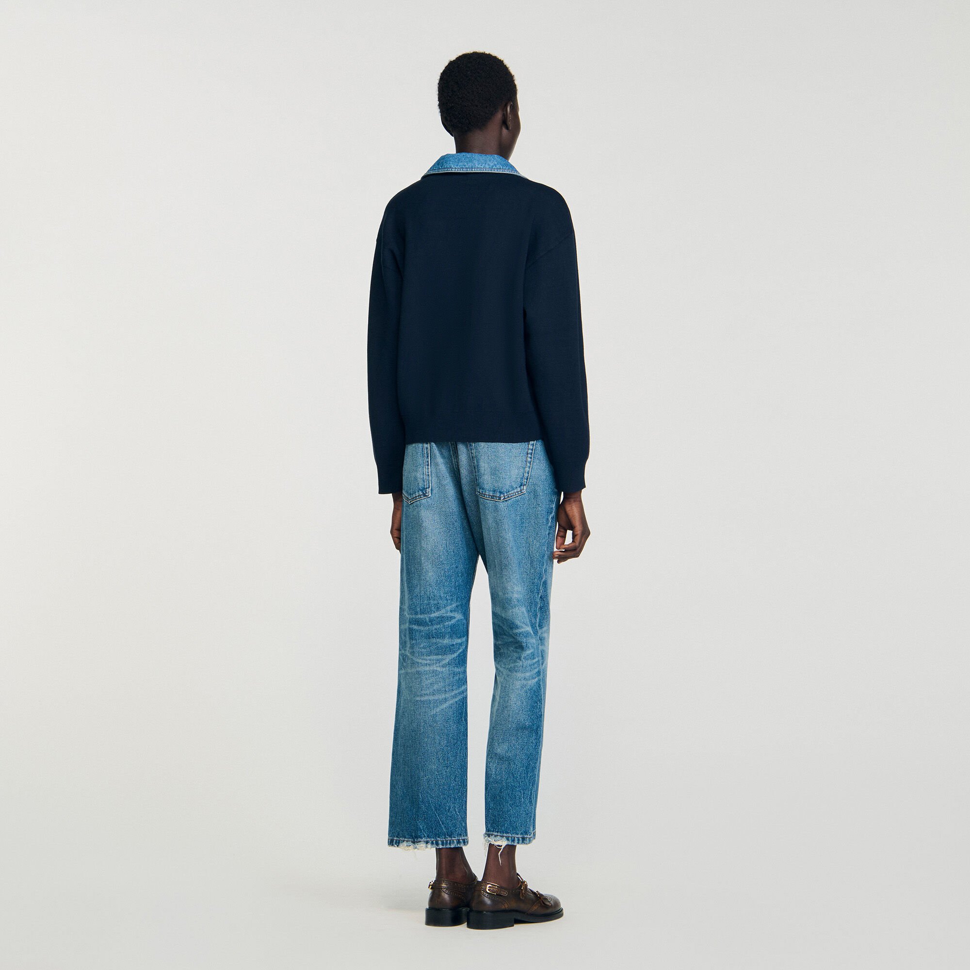 Sweater with denim details