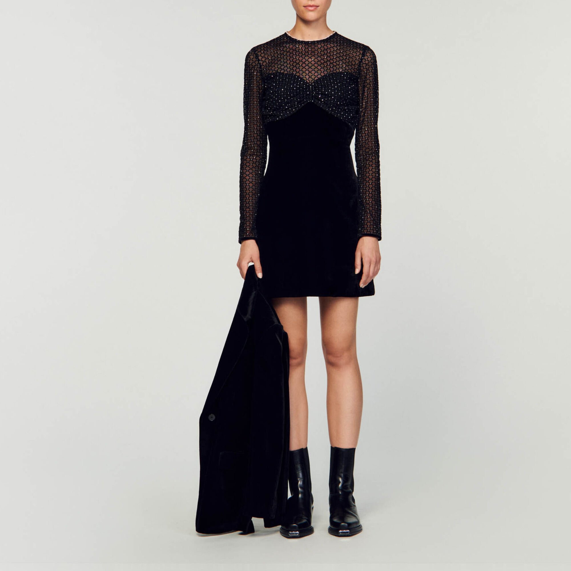 Velvet and rhinestone dress
