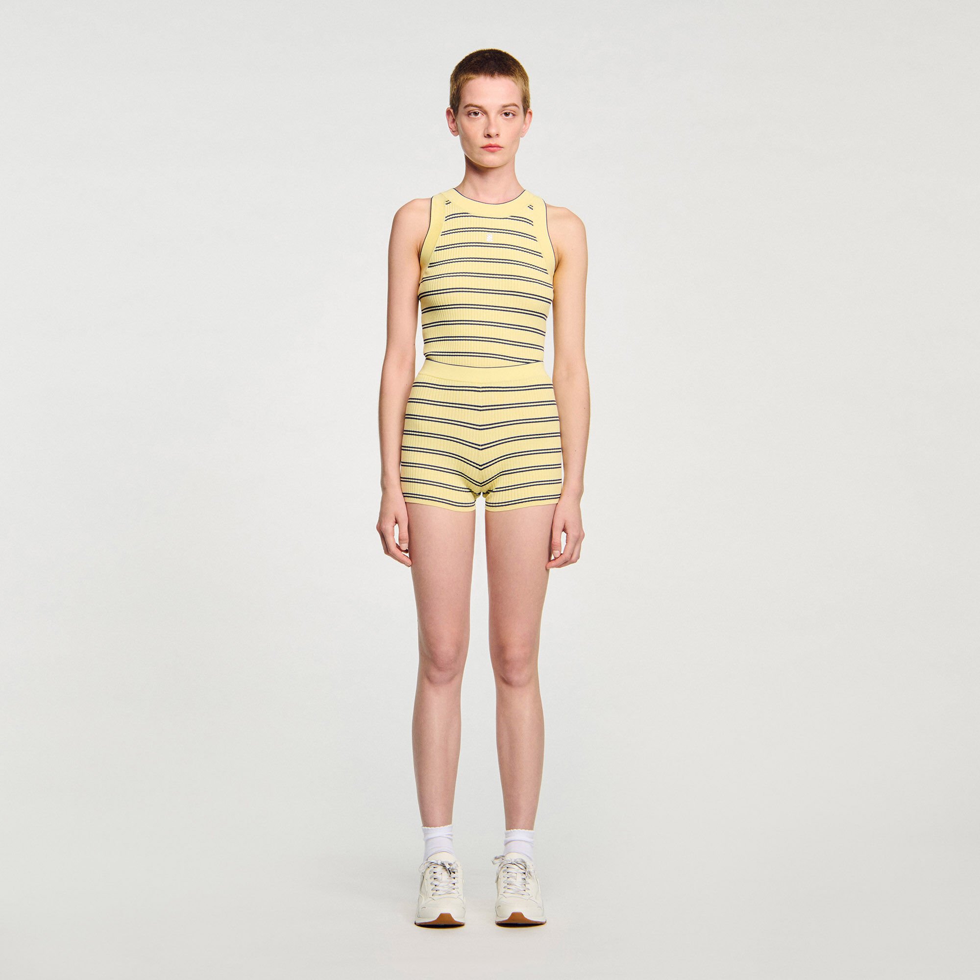 Striped knit shorts