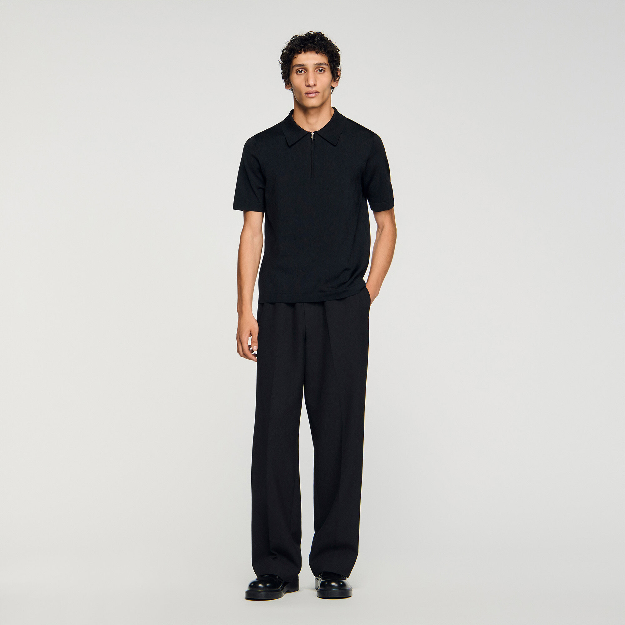 黒 3 wewill tricot polo shirt 黒 3 wewill tricot polo shirt