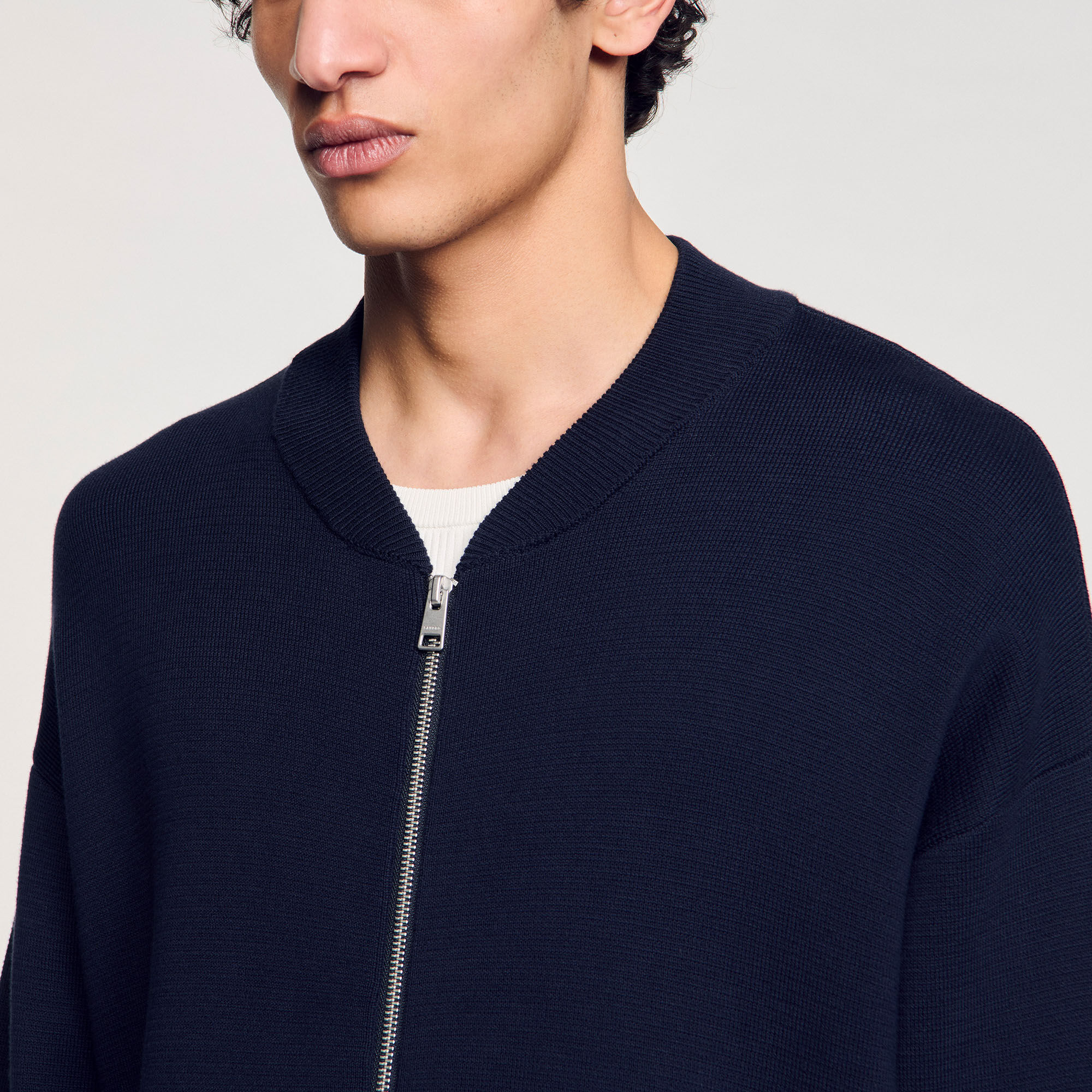 SANDRO ニットジャケット Knitted jacket black / gray for Men | Sandro Paris