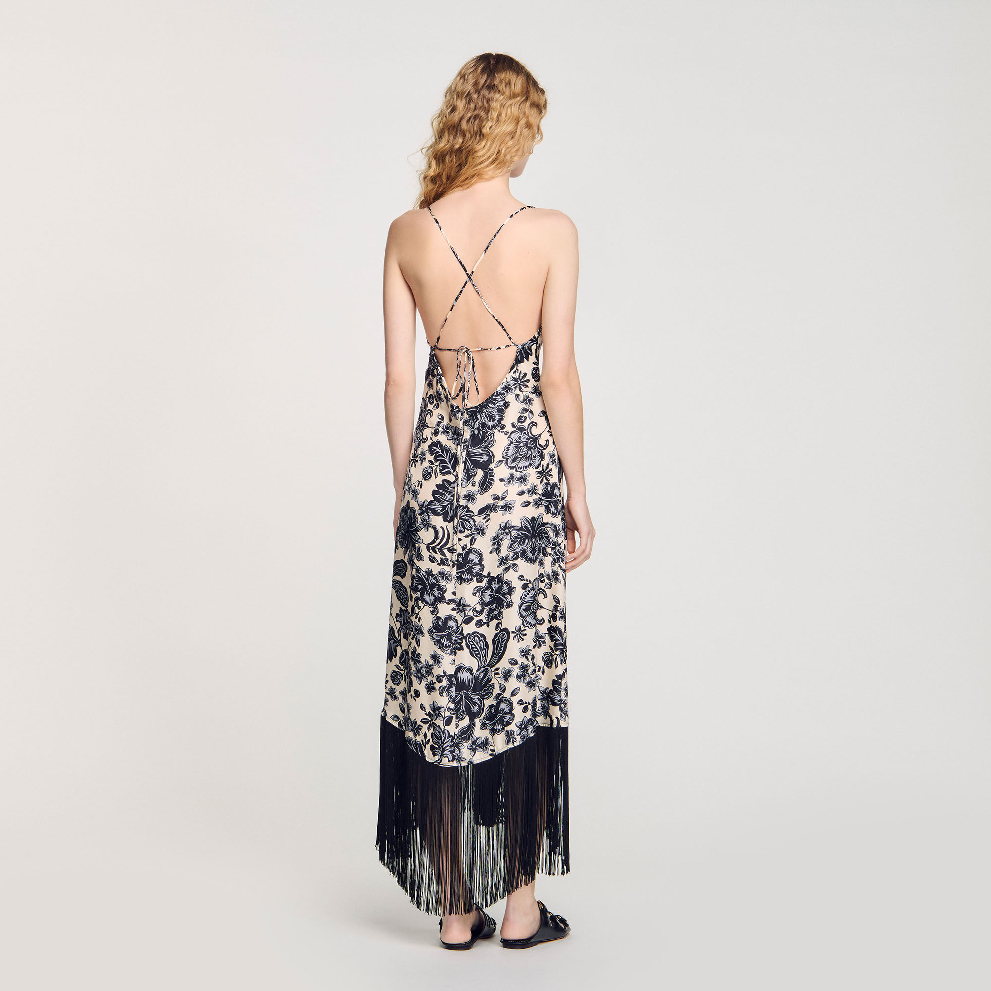 Floral print maxi dress white / beige For Women | Sandro Paris Floral print maxi dress white / beige For Women | Sandro Paris