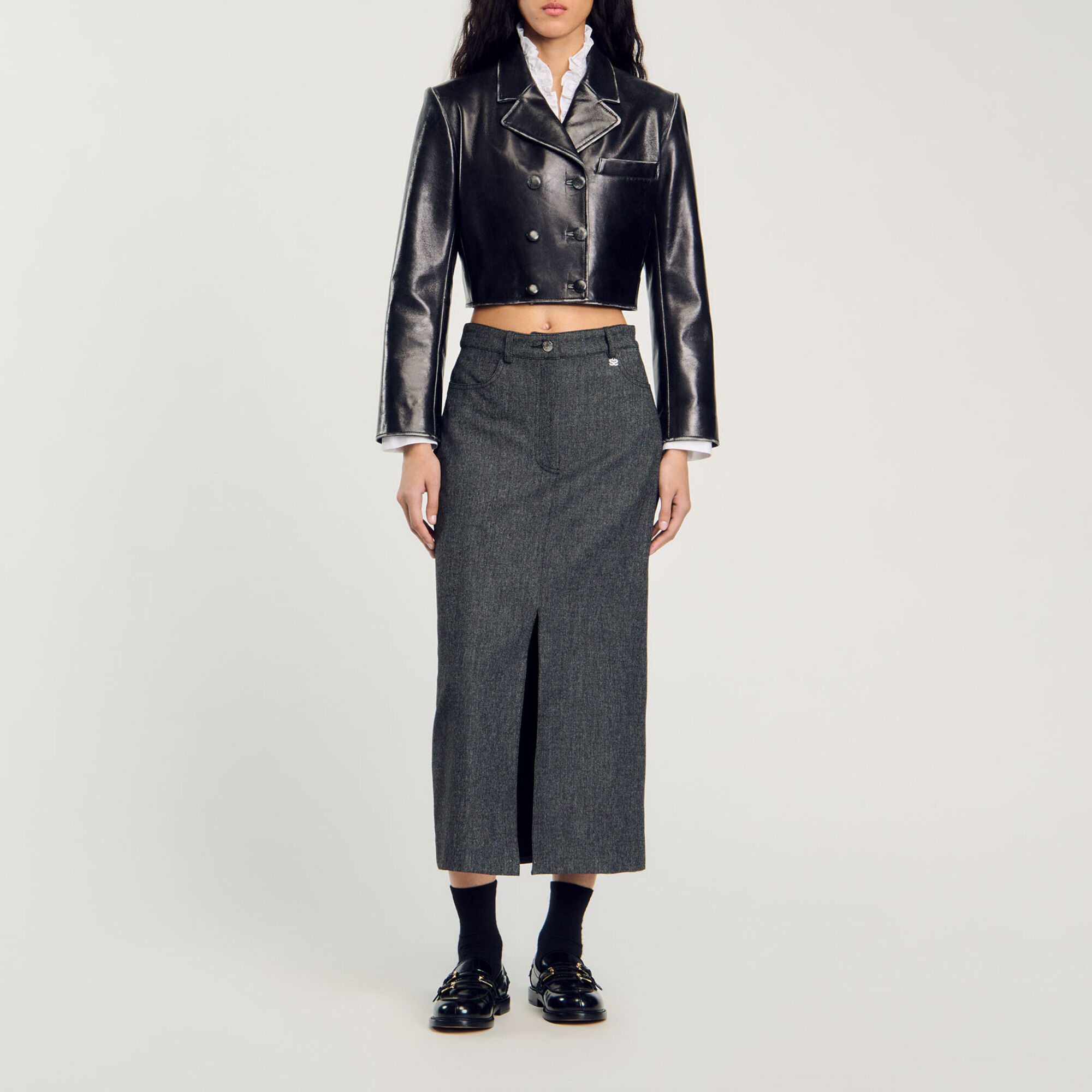 Cropped leather jacket