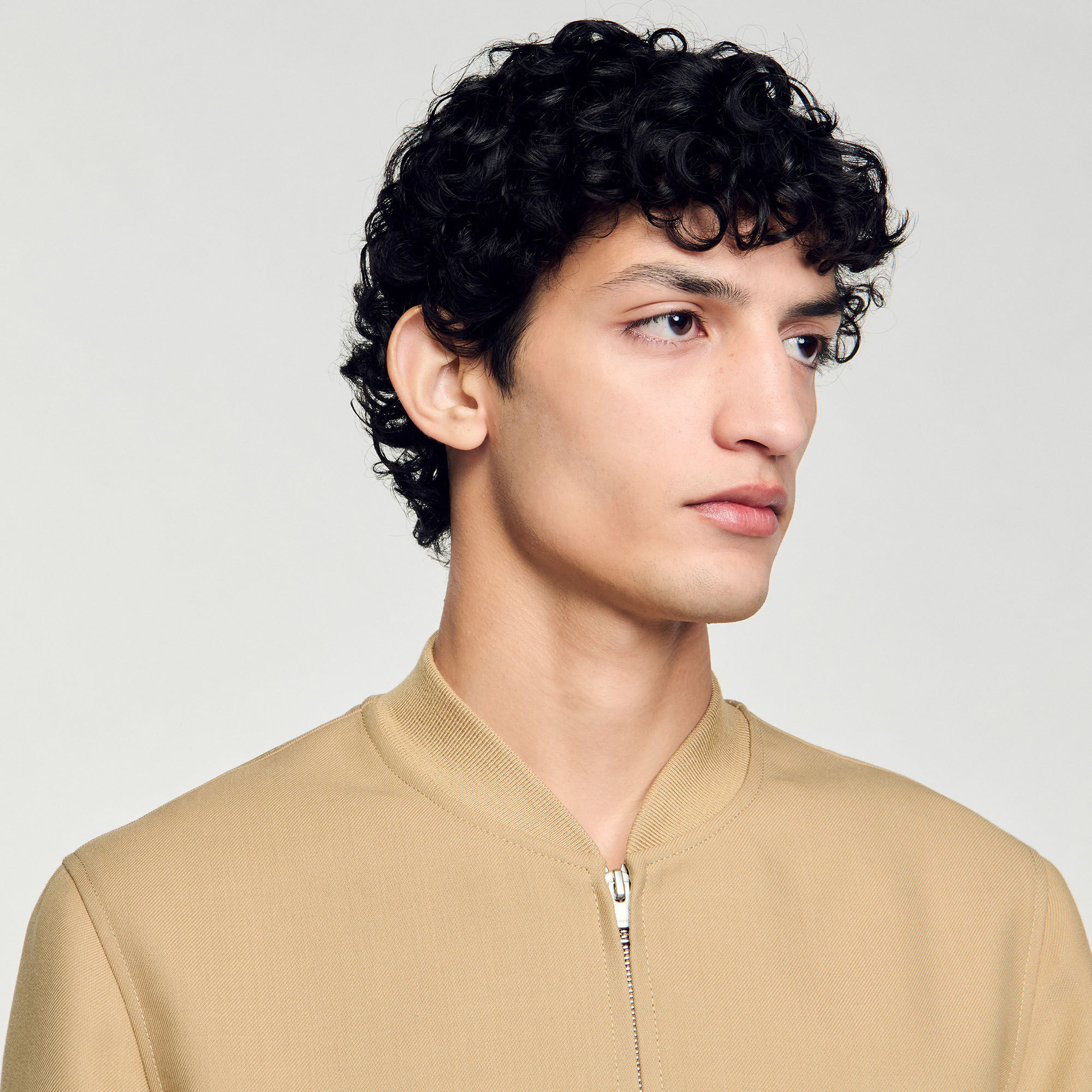 Zip-up jacket white / beige for Men | Sandro Paris