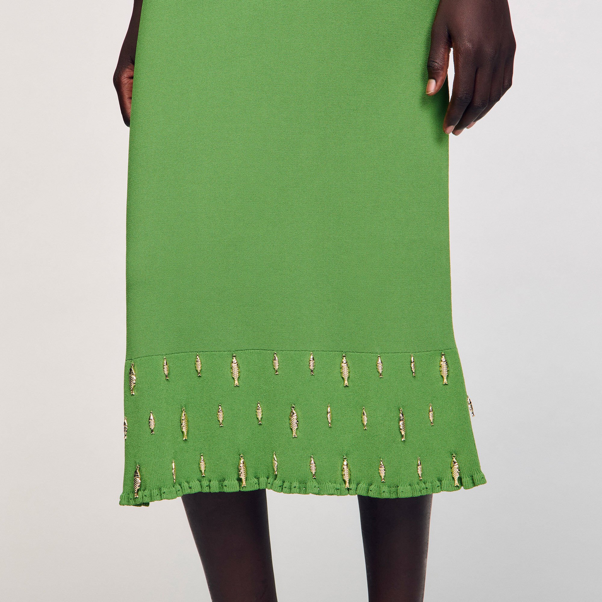 Maxi knit skirt with charms