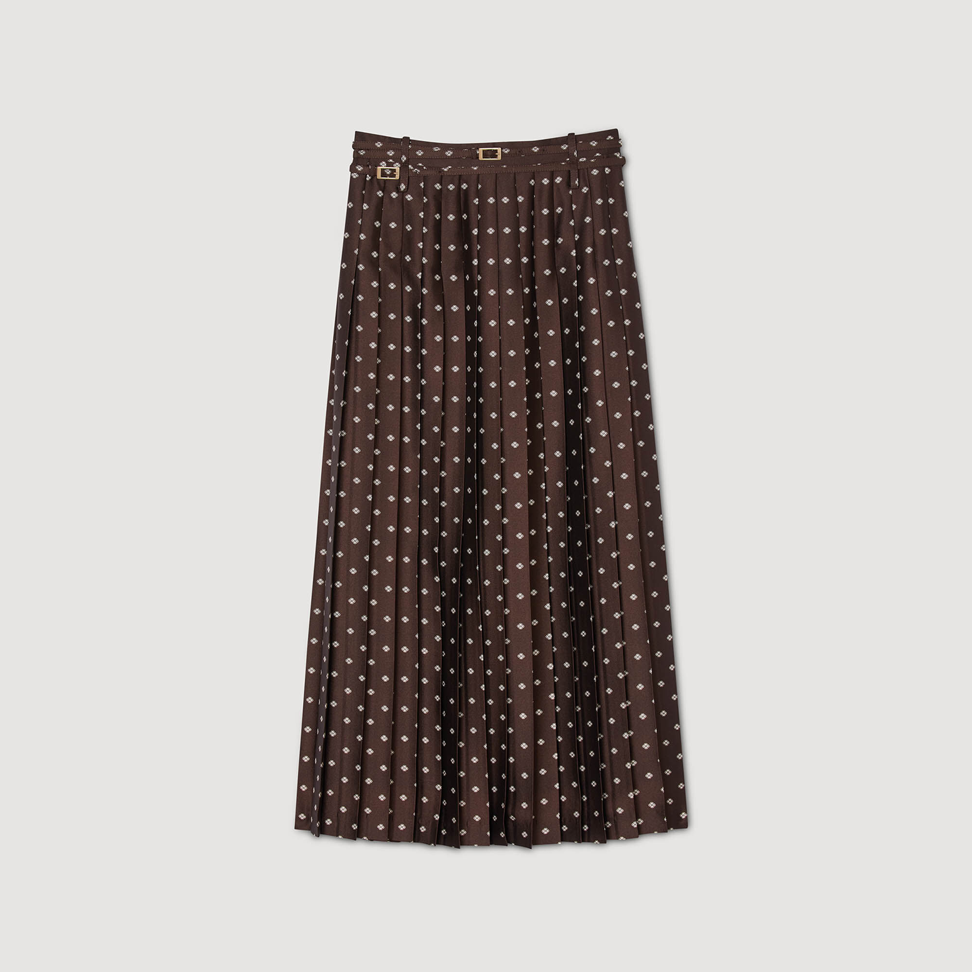 Scarf print midi skirt white / beige For Women | Sandro Paris