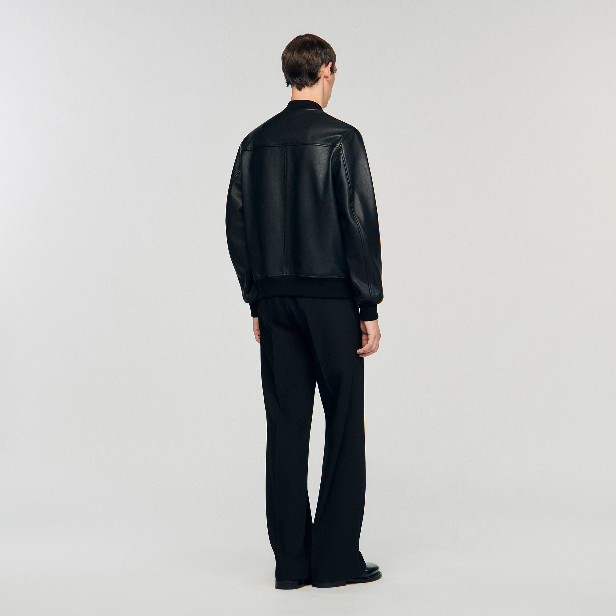 Leather jacket black / gray for Men | Sandro Paris
