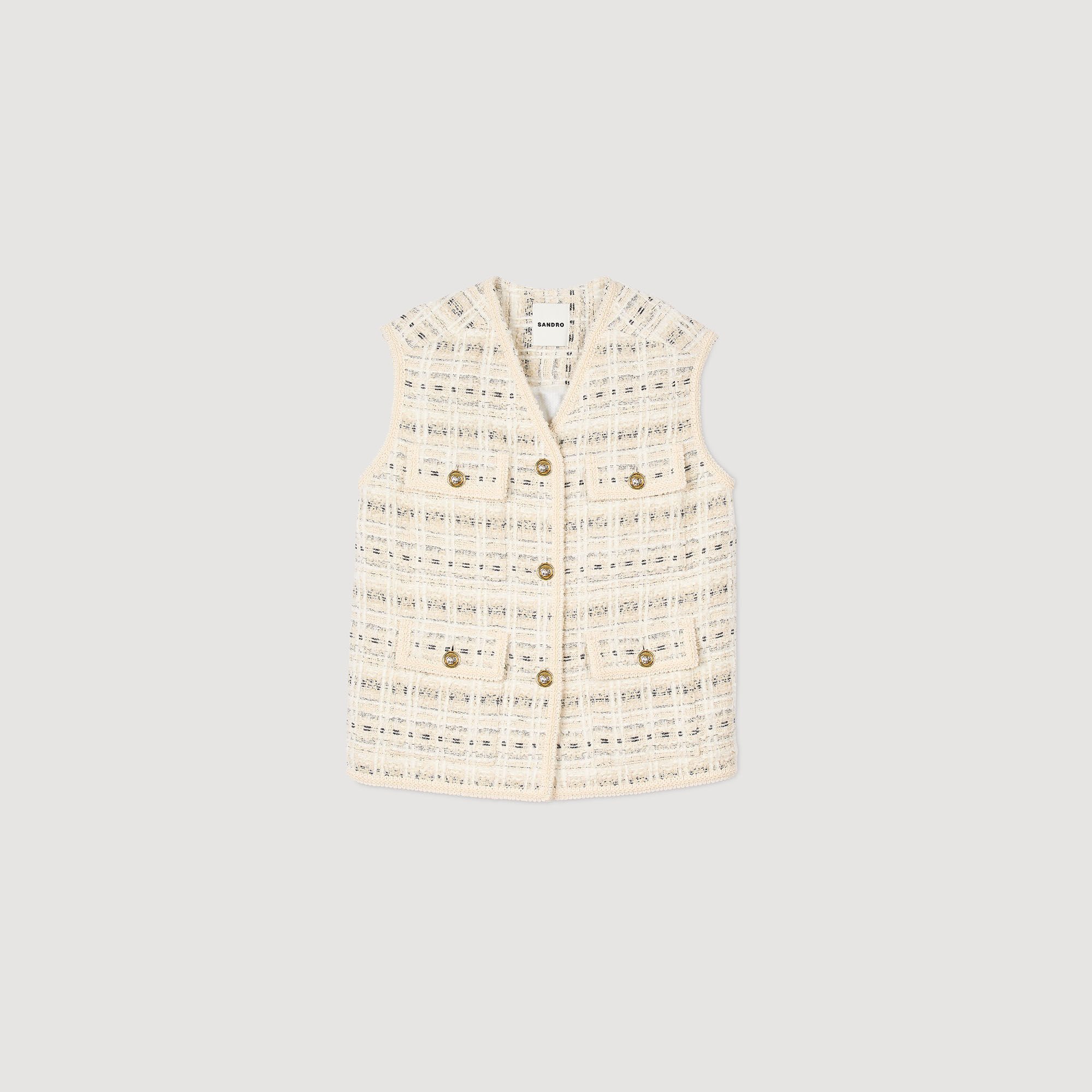 Sleeveless tweed jacket