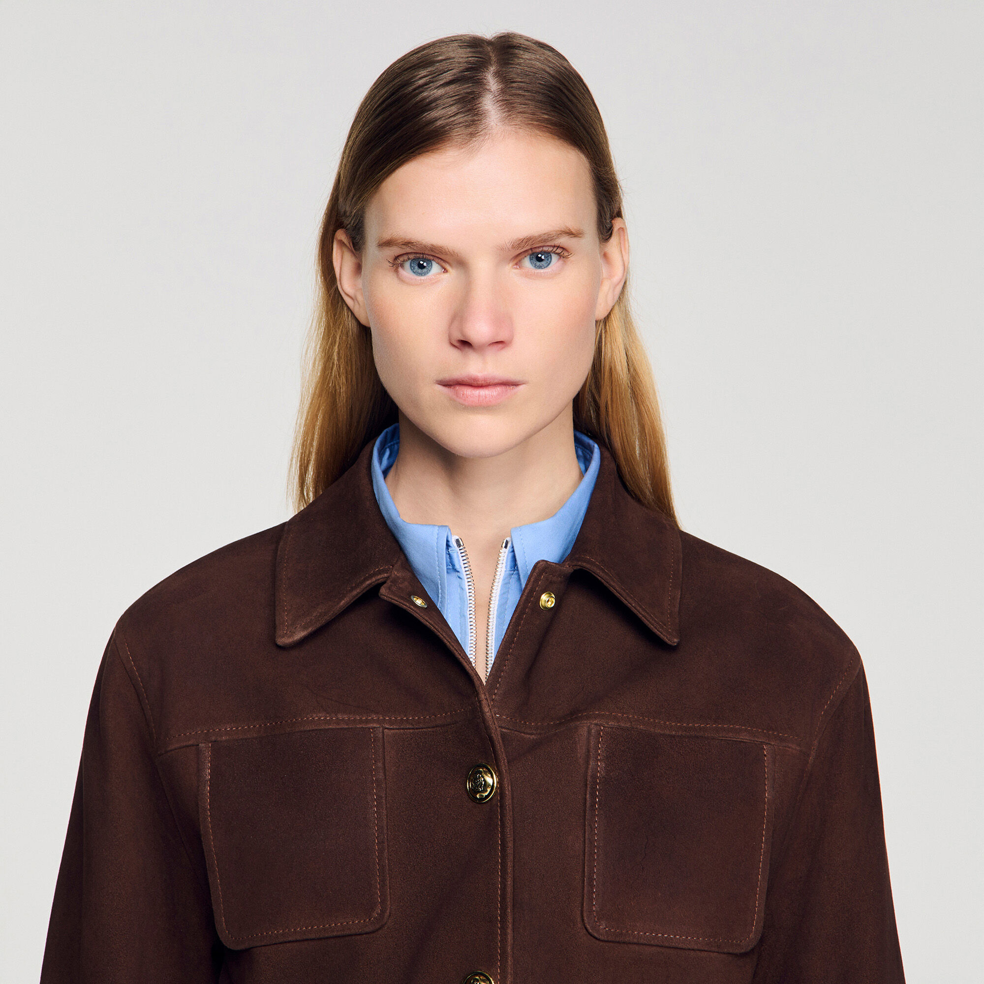 Suede jacket in Black Brown for Women | Sandro Paris