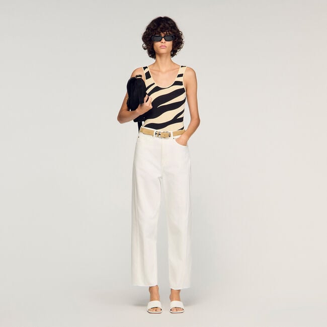 Zebra-print knit bodysuit