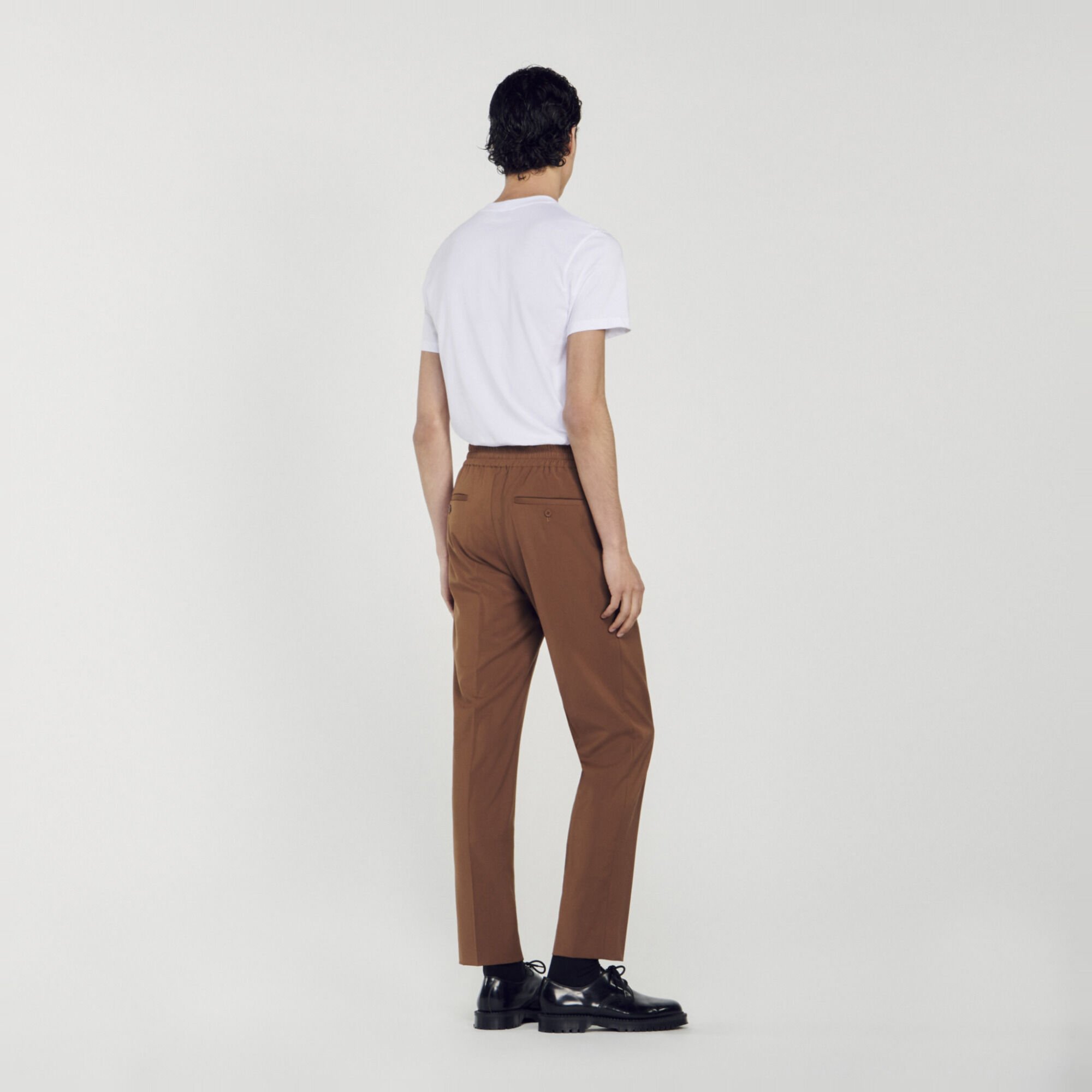 Elasticated straight-leg trousers