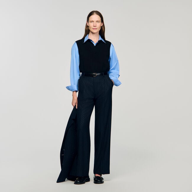 Rhinestone striped trousers