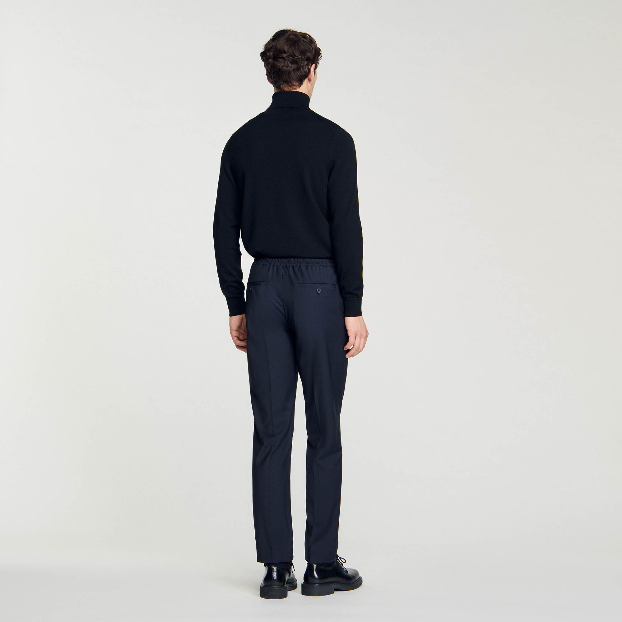 Elasticated straight-leg trousers