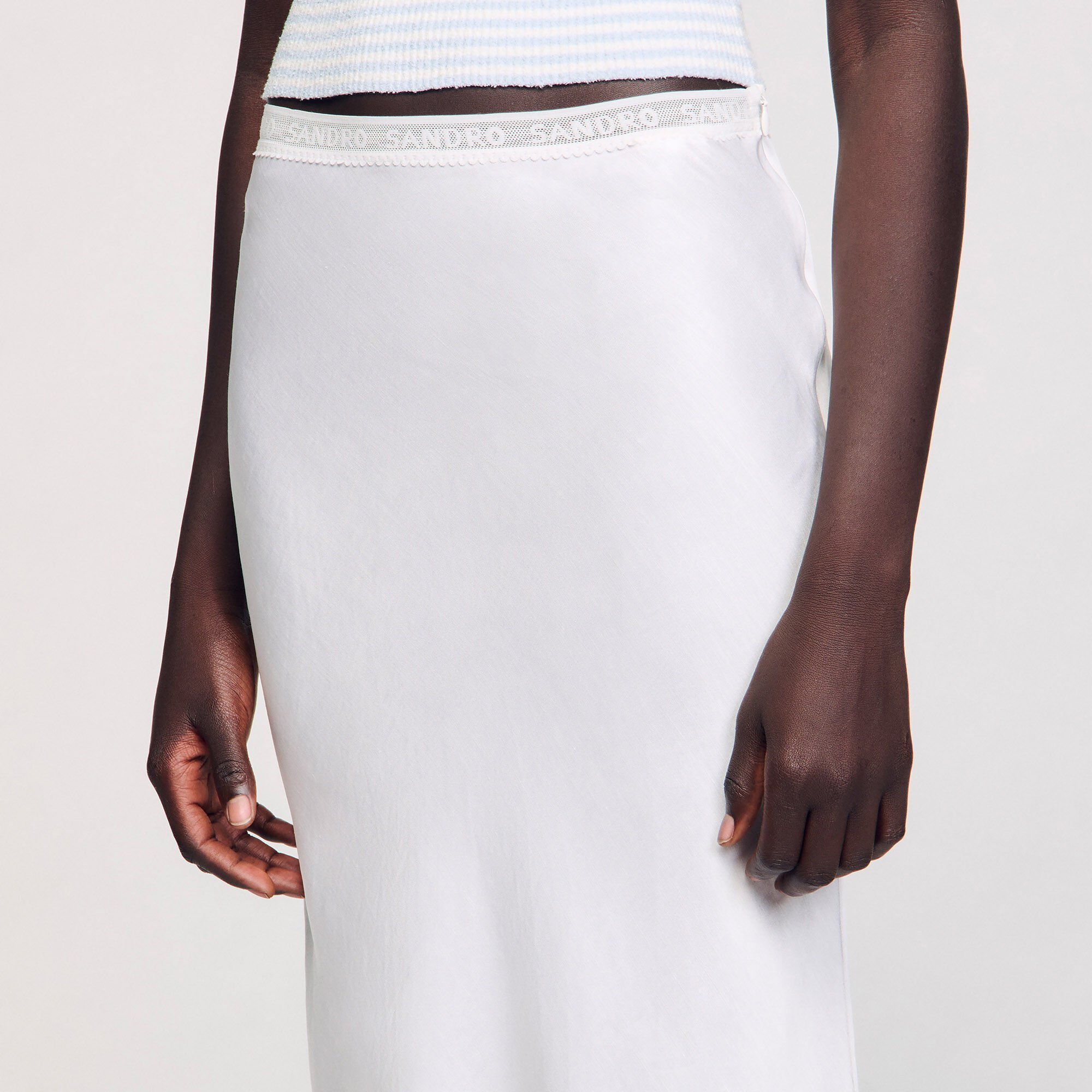 Long satin-effect skirt