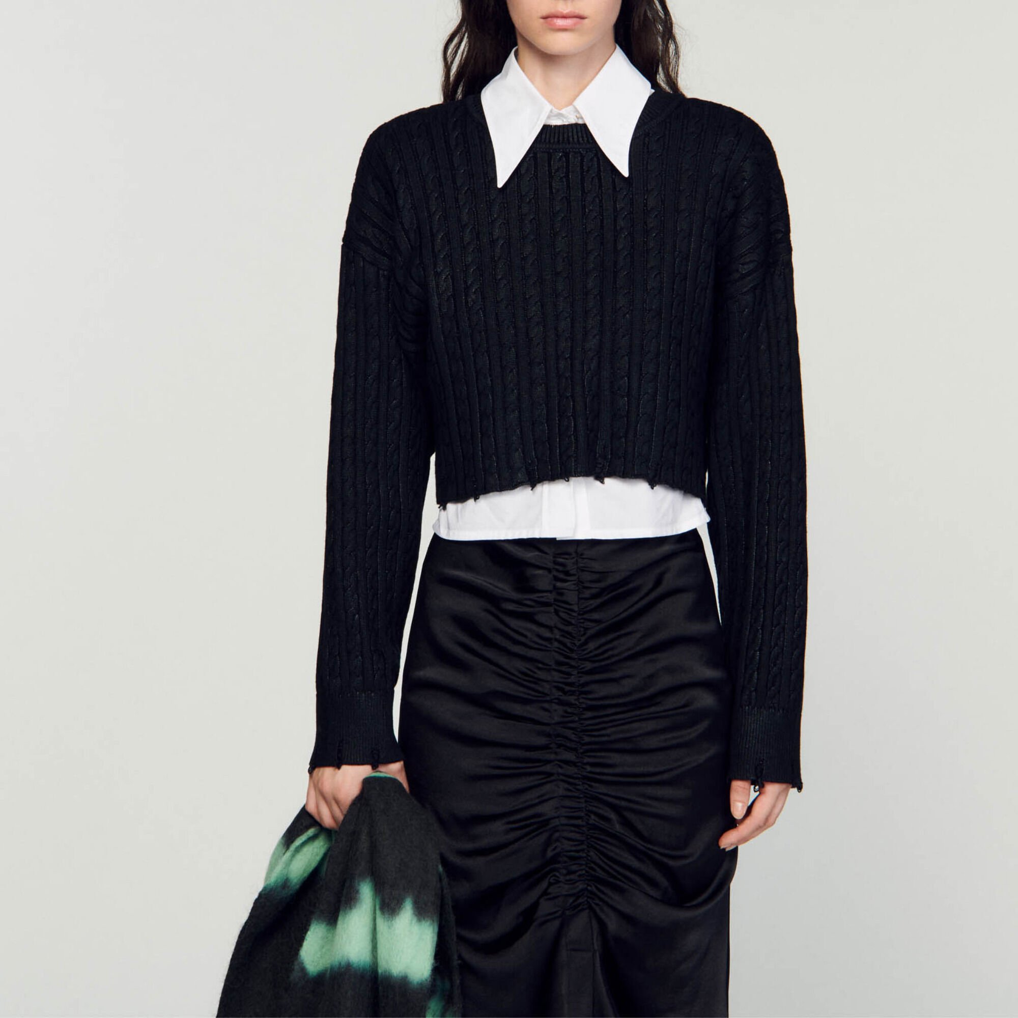 Cropped knit sweater