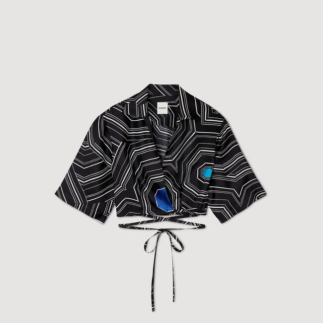 Spiral-motif silk shirt